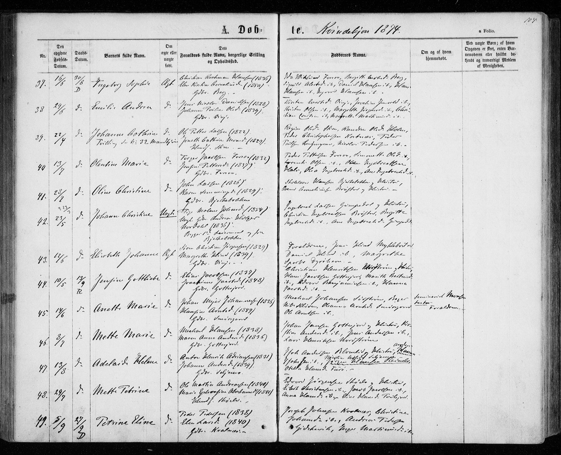 Tranøy sokneprestkontor, AV/SATØ-S-1313/I/Ia/Iaa/L0008kirke: Parish register (official) no. 8, 1867-1877, p. 104