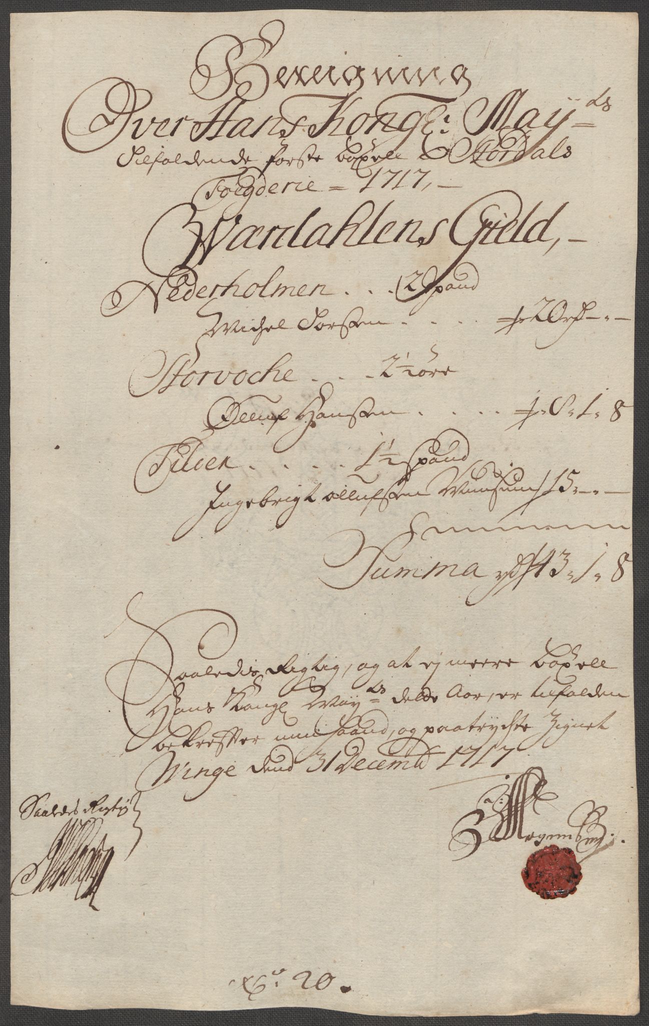 Rentekammeret inntil 1814, Reviderte regnskaper, Fogderegnskap, RA/EA-4092/R62/L4207: Fogderegnskap Stjørdal og Verdal, 1717, p. 222