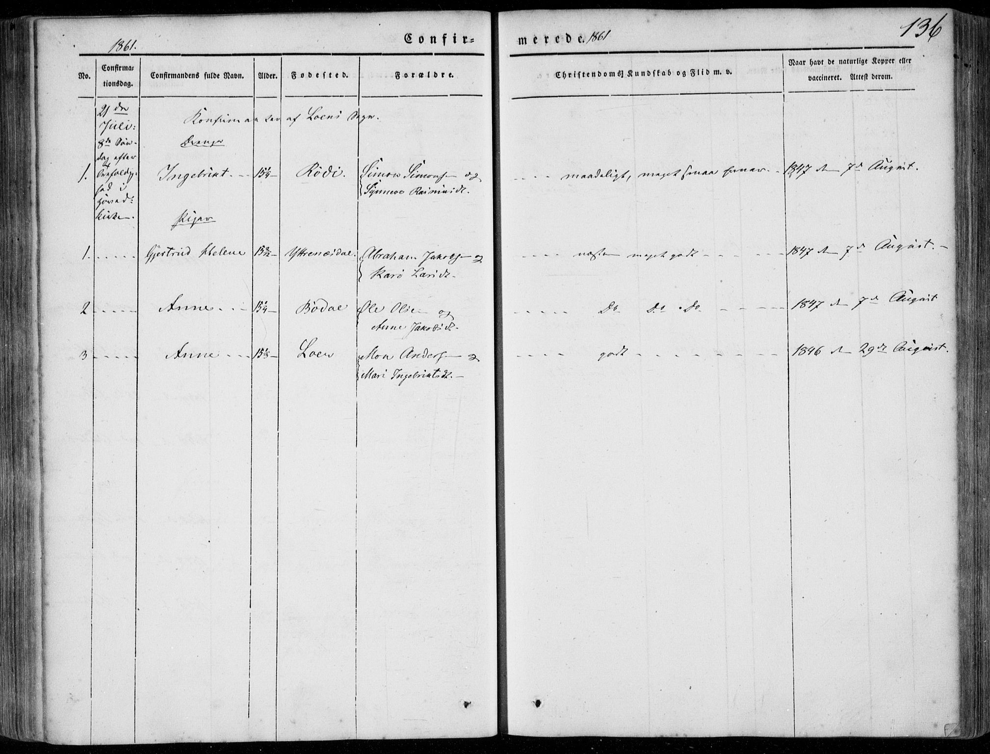 Stryn Sokneprestembete, AV/SAB-A-82501: Parish register (official) no. A 2, 1844-1861, p. 136