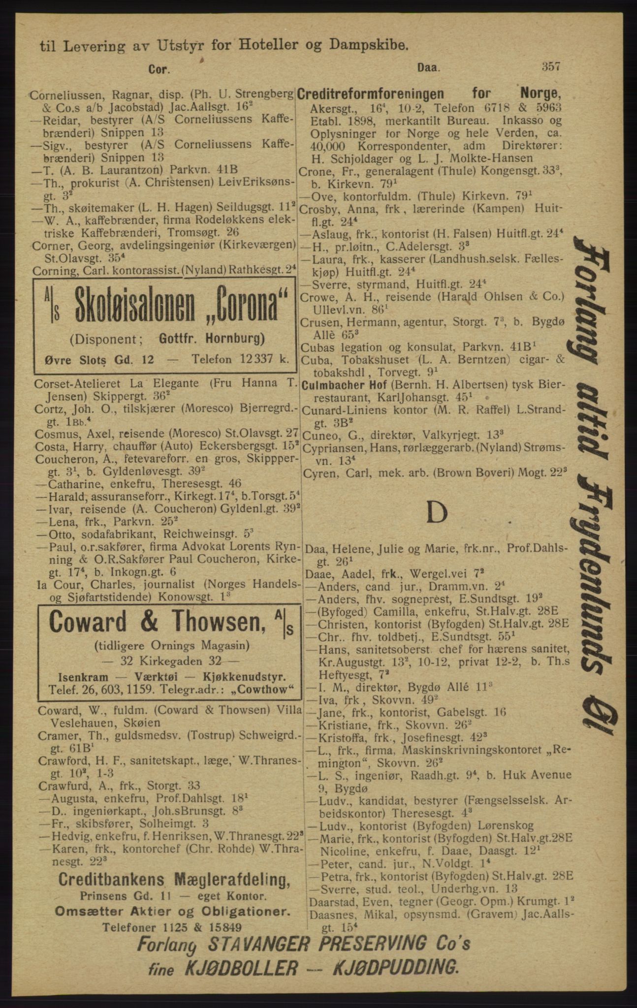 Kristiania/Oslo adressebok, PUBL/-, 1913, p. 369