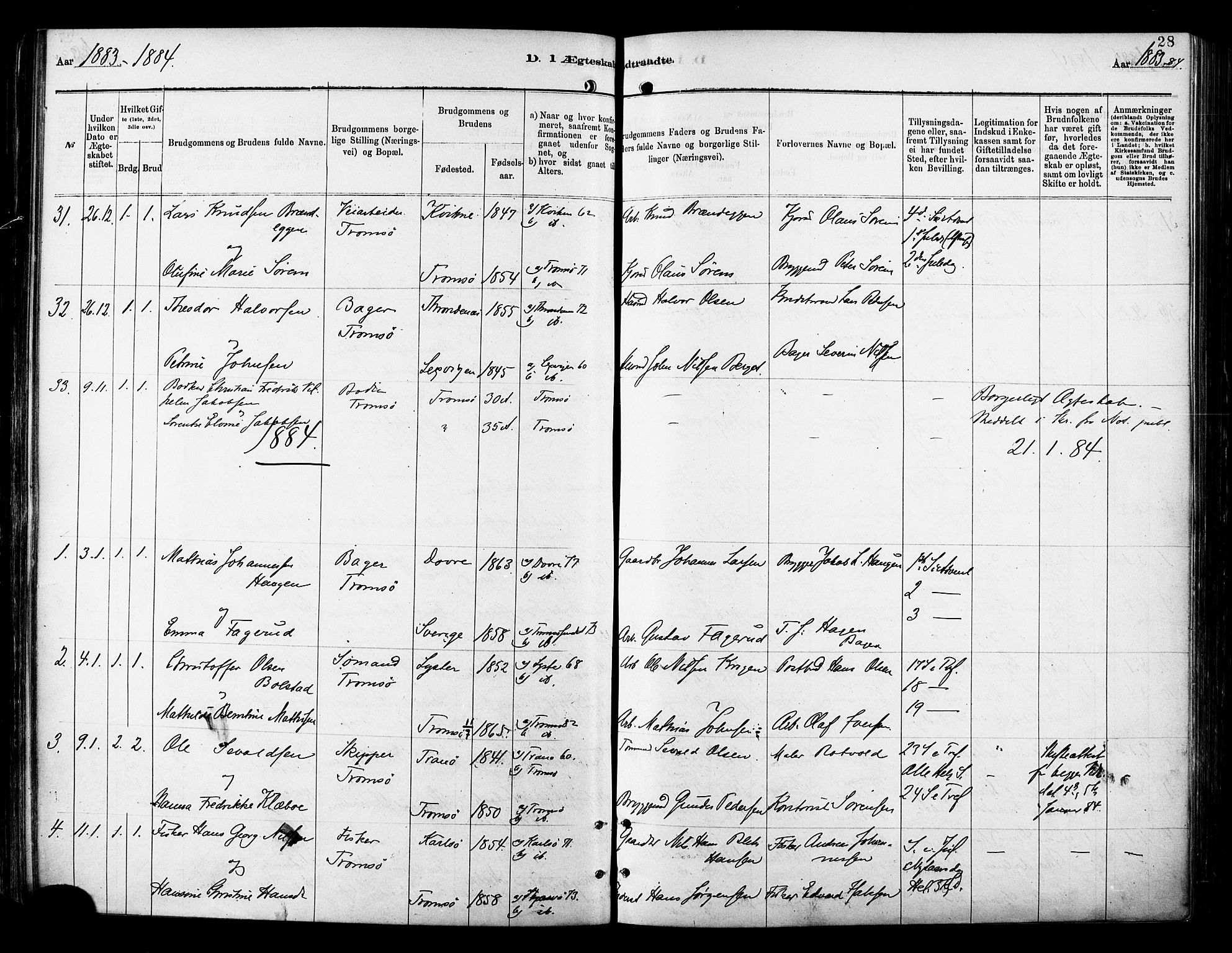 Tromsø sokneprestkontor/stiftsprosti/domprosti, SATØ/S-1343/G/Ga/L0014kirke: Parish register (official) no. 14, 1878-1888, p. 28
