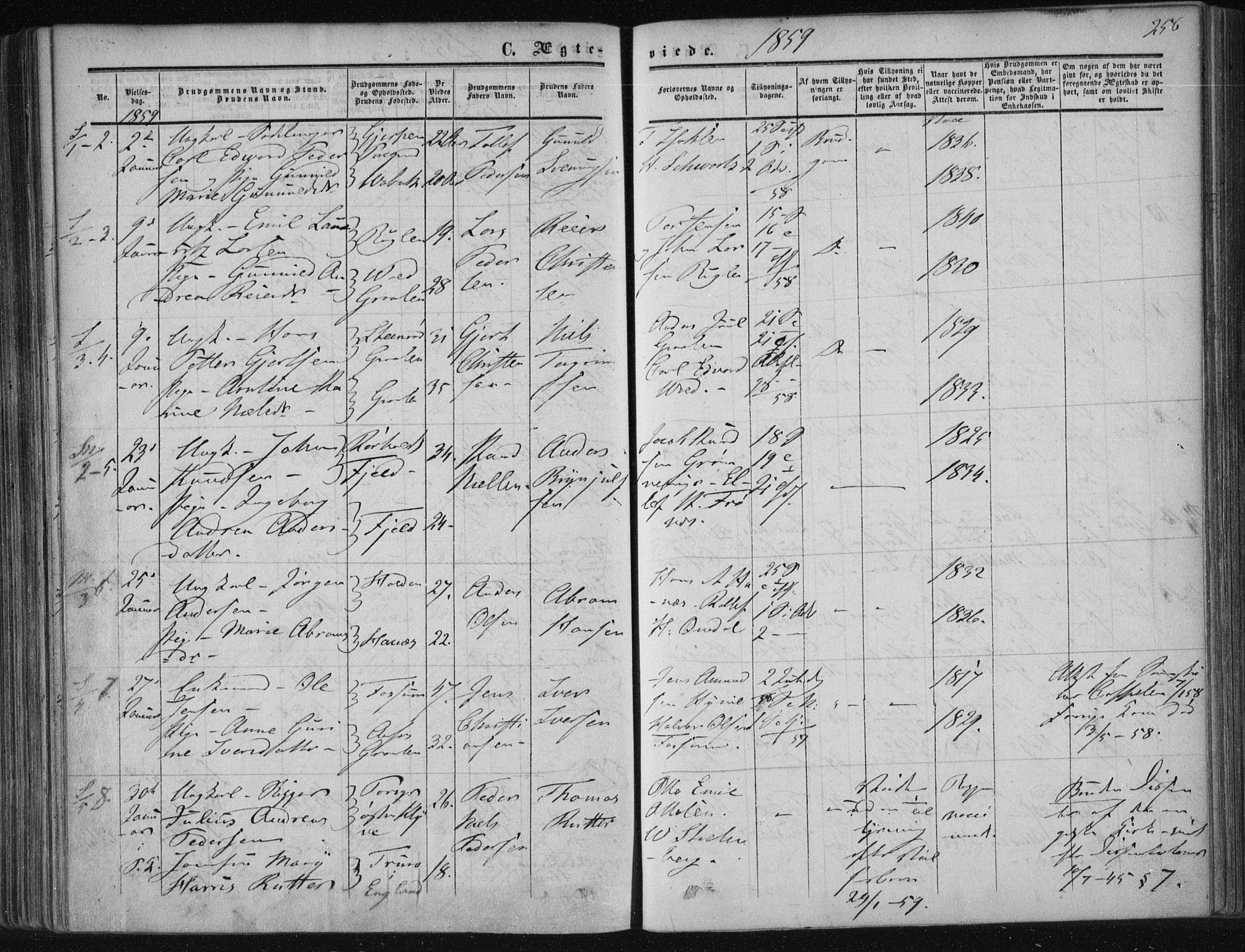 Solum kirkebøker, SAKO/A-306/F/Fa/L0007: Parish register (official) no. I 7, 1856-1864, p. 256