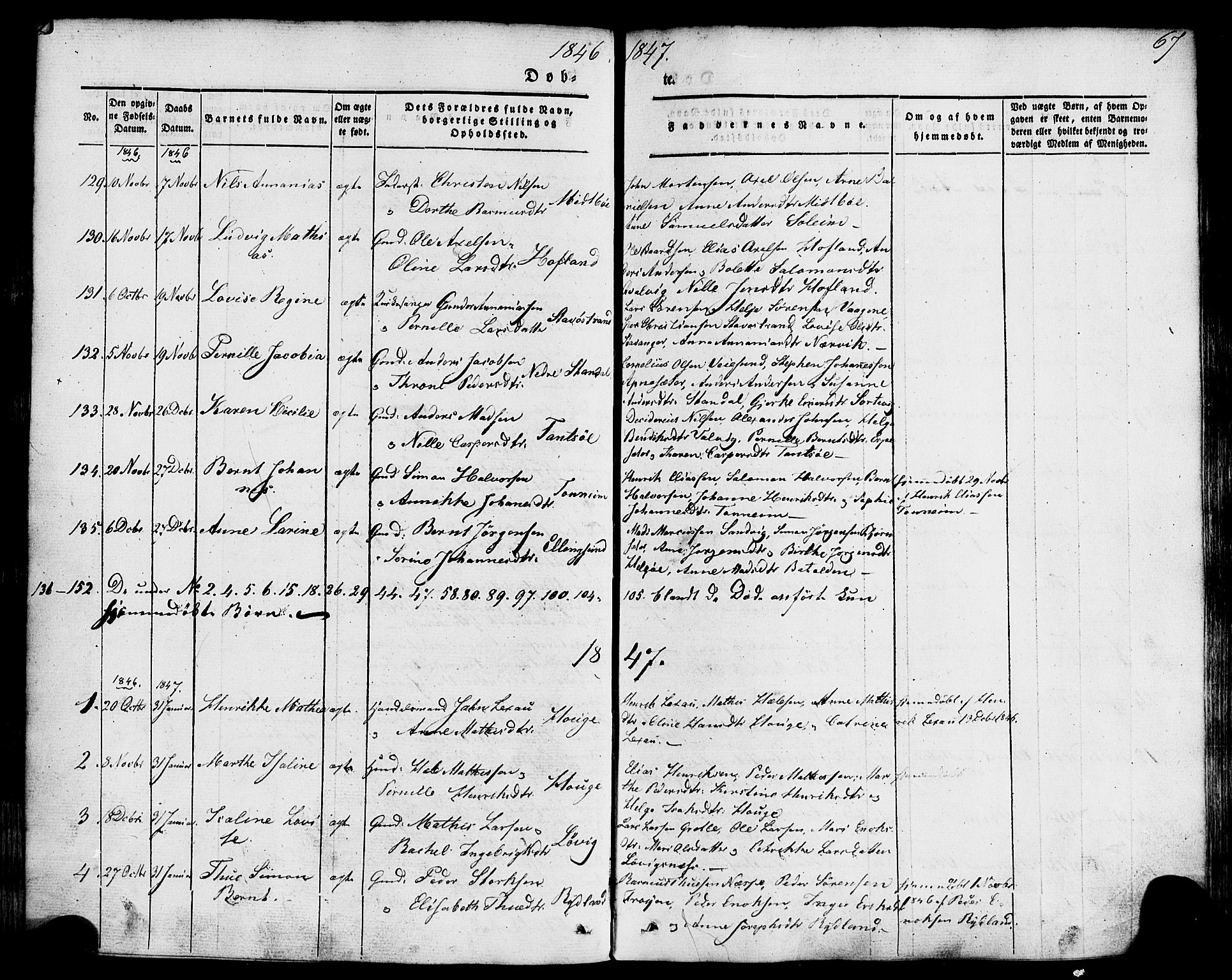 Kinn sokneprestembete, AV/SAB-A-80801/H/Haa/Haaa/L0005: Parish register (official) no. A 5, 1841-1857, p. 67