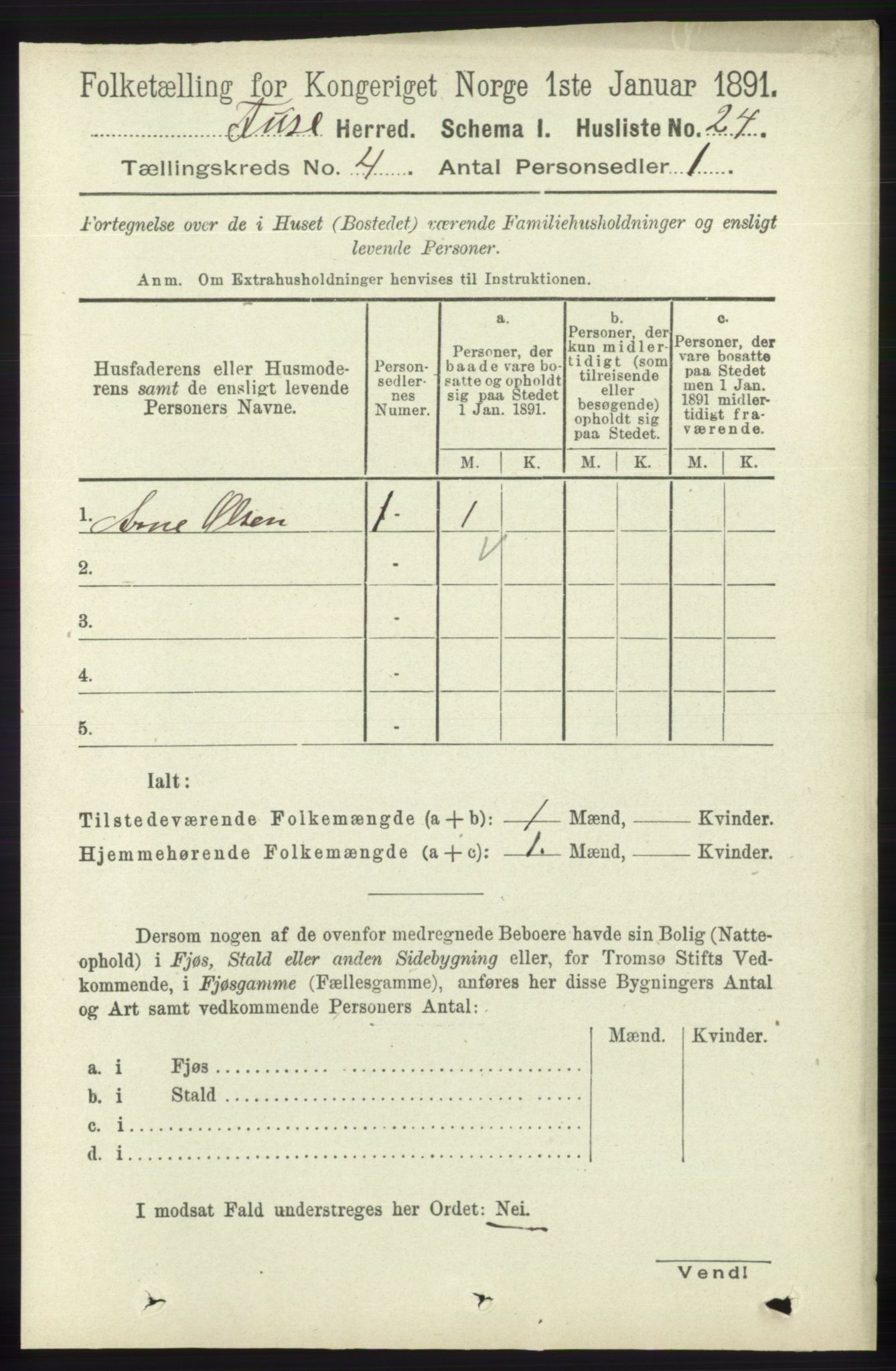 RA, 1891 census for 1241 Fusa, 1891, p. 700