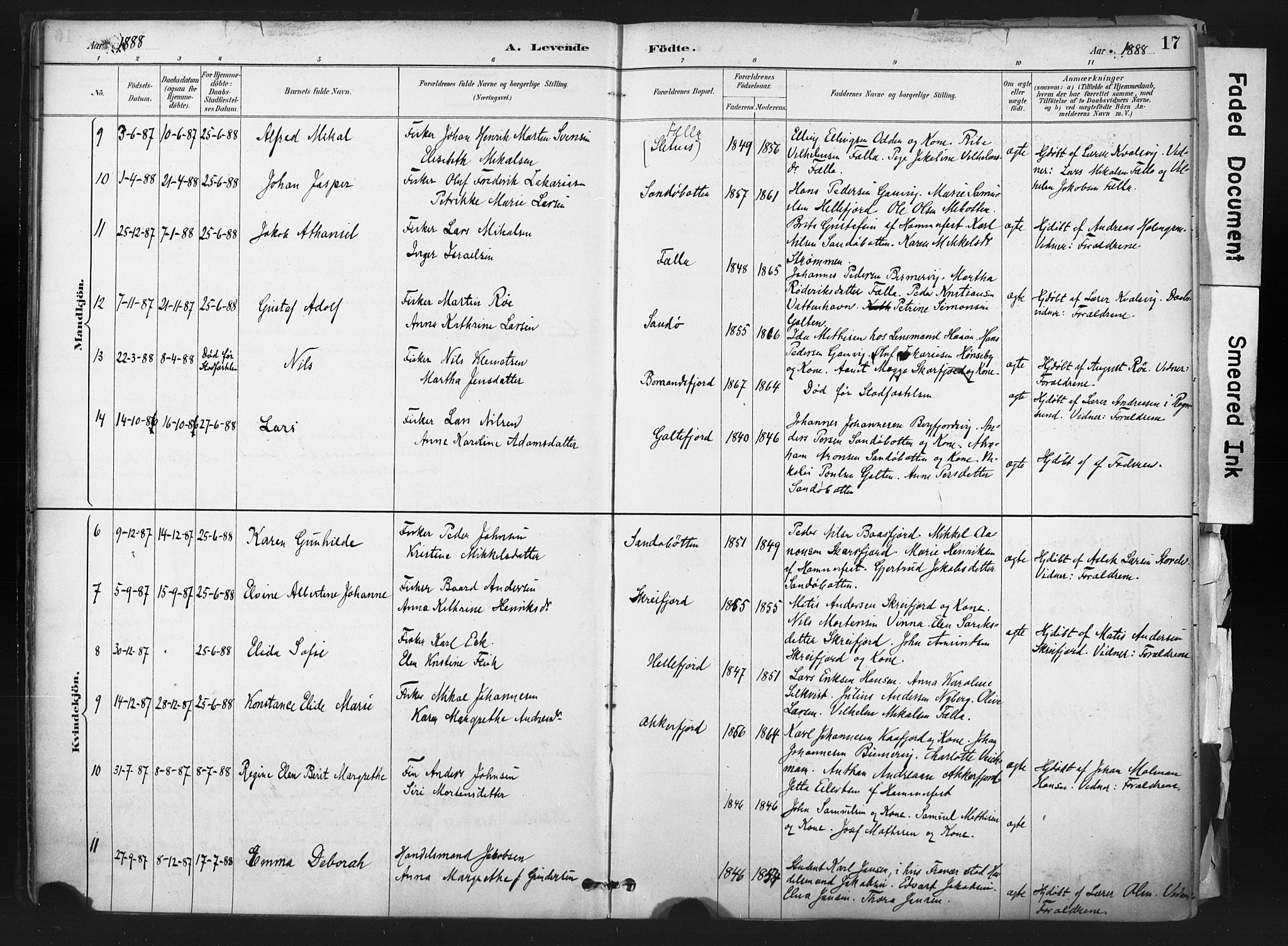 Hammerfest sokneprestkontor, SATØ/S-1347: Parish register (official) no. 11 /1, 1885-1897, p. 17