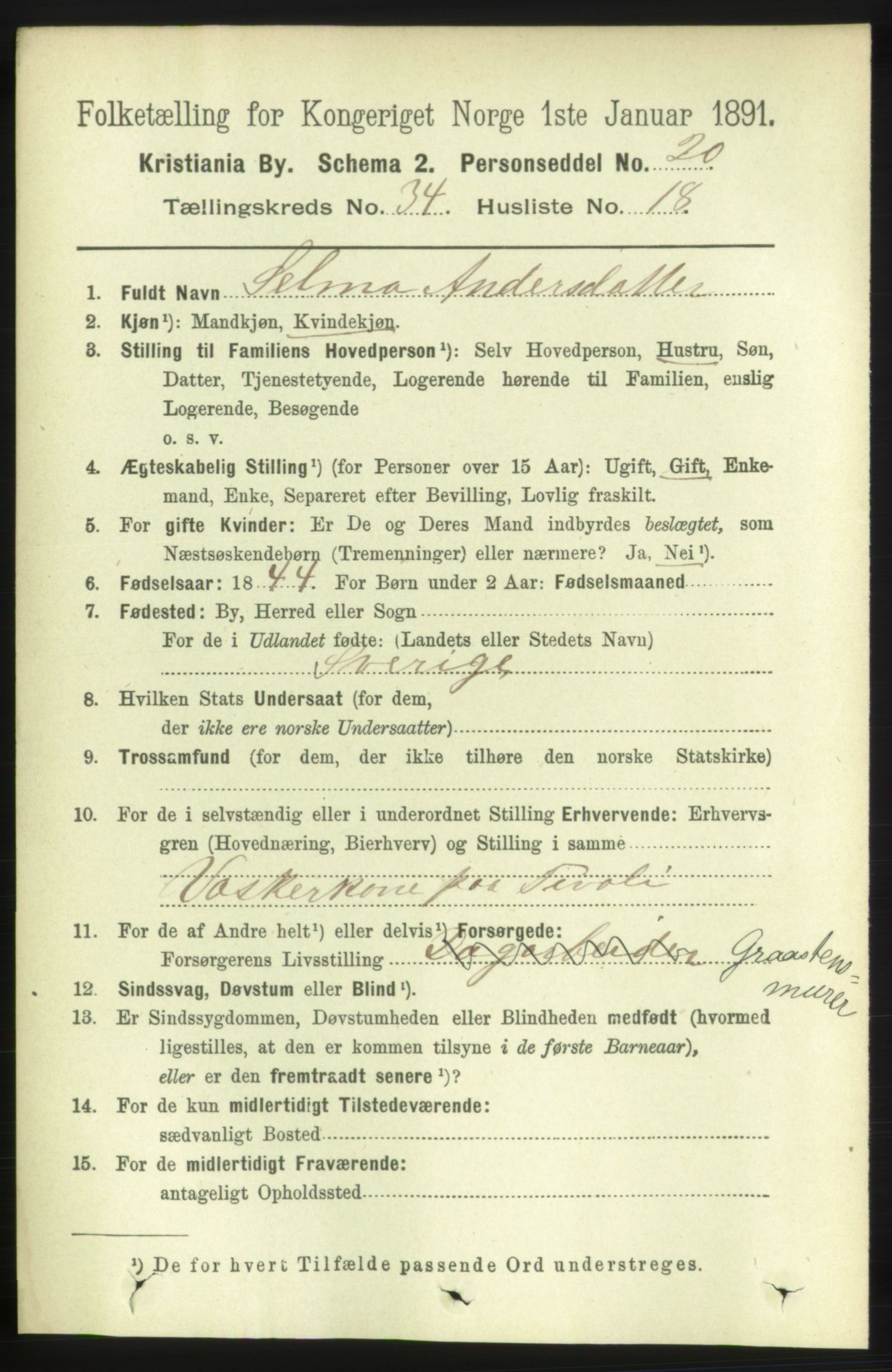 RA, 1891 census for 0301 Kristiania, 1891, p. 18869