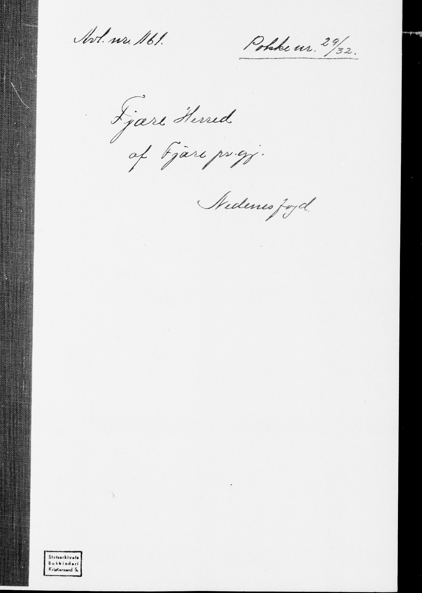SAK, 1875 census for 0923L Fjære/Fjære, 1875, p. 1