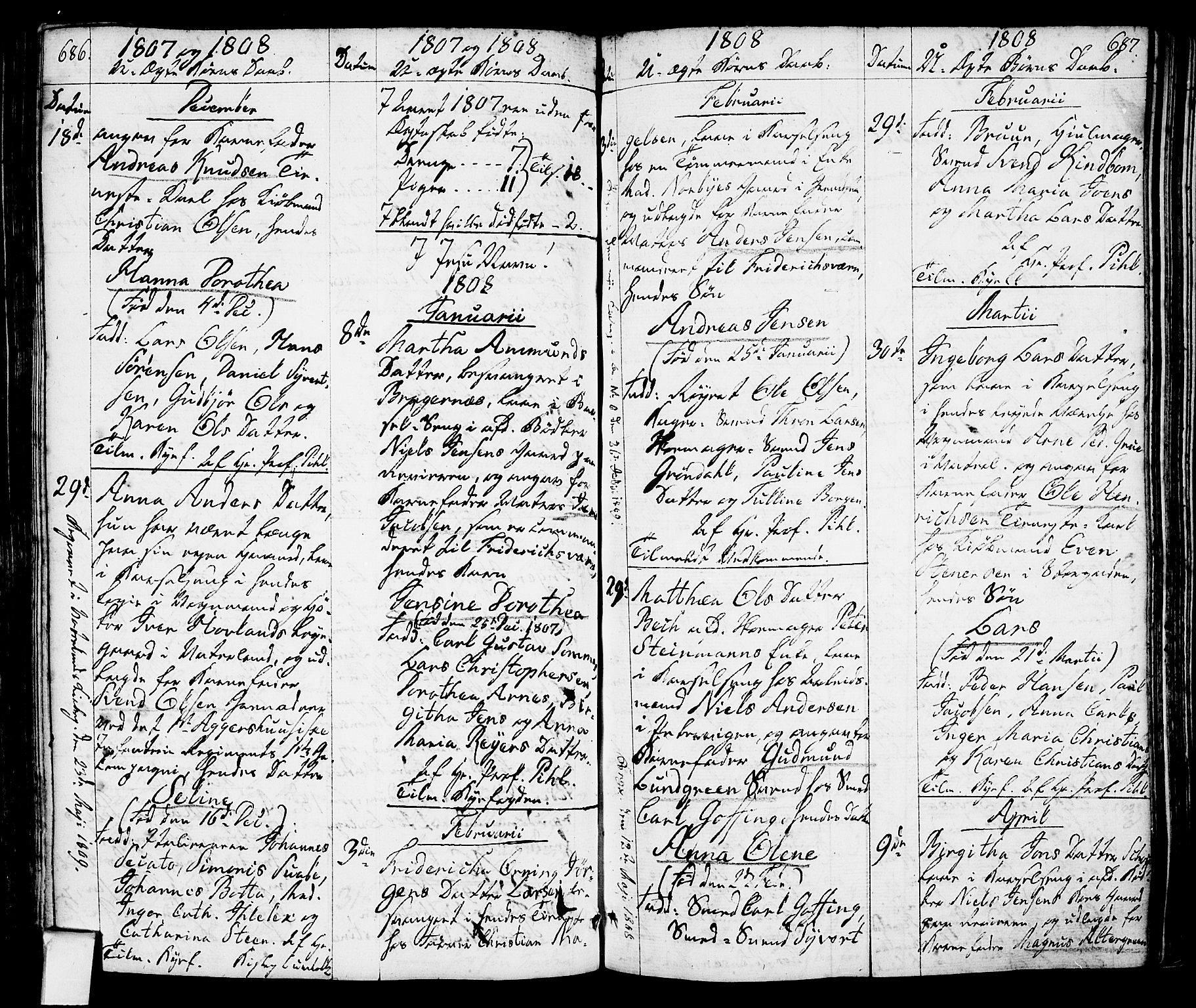 Oslo domkirke Kirkebøker, SAO/A-10752/F/Fa/L0006: Parish register (official) no. 6, 1807-1817, p. 686-687