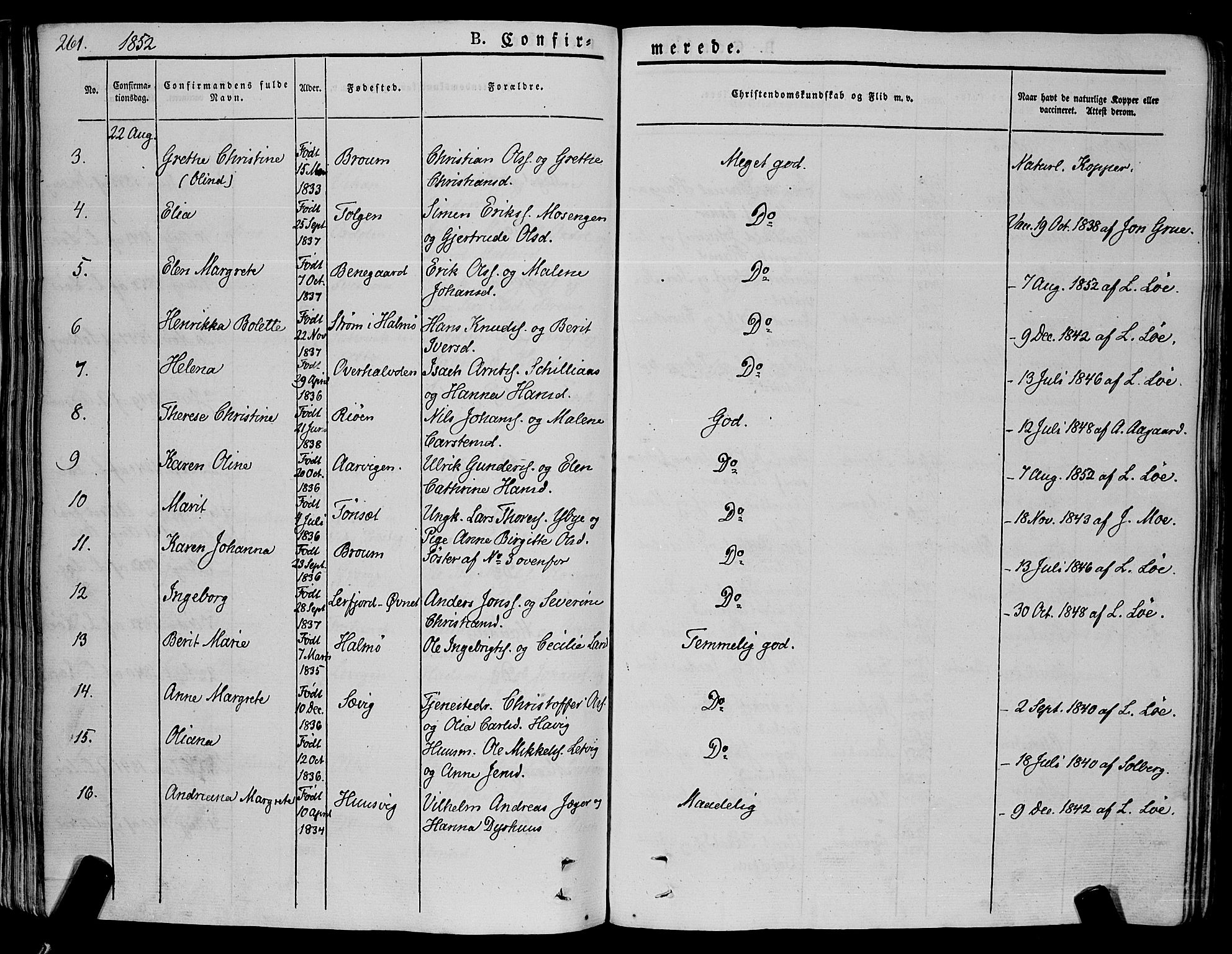 Ministerialprotokoller, klokkerbøker og fødselsregistre - Nord-Trøndelag, SAT/A-1458/773/L0614: Parish register (official) no. 773A05, 1831-1856, p. 261