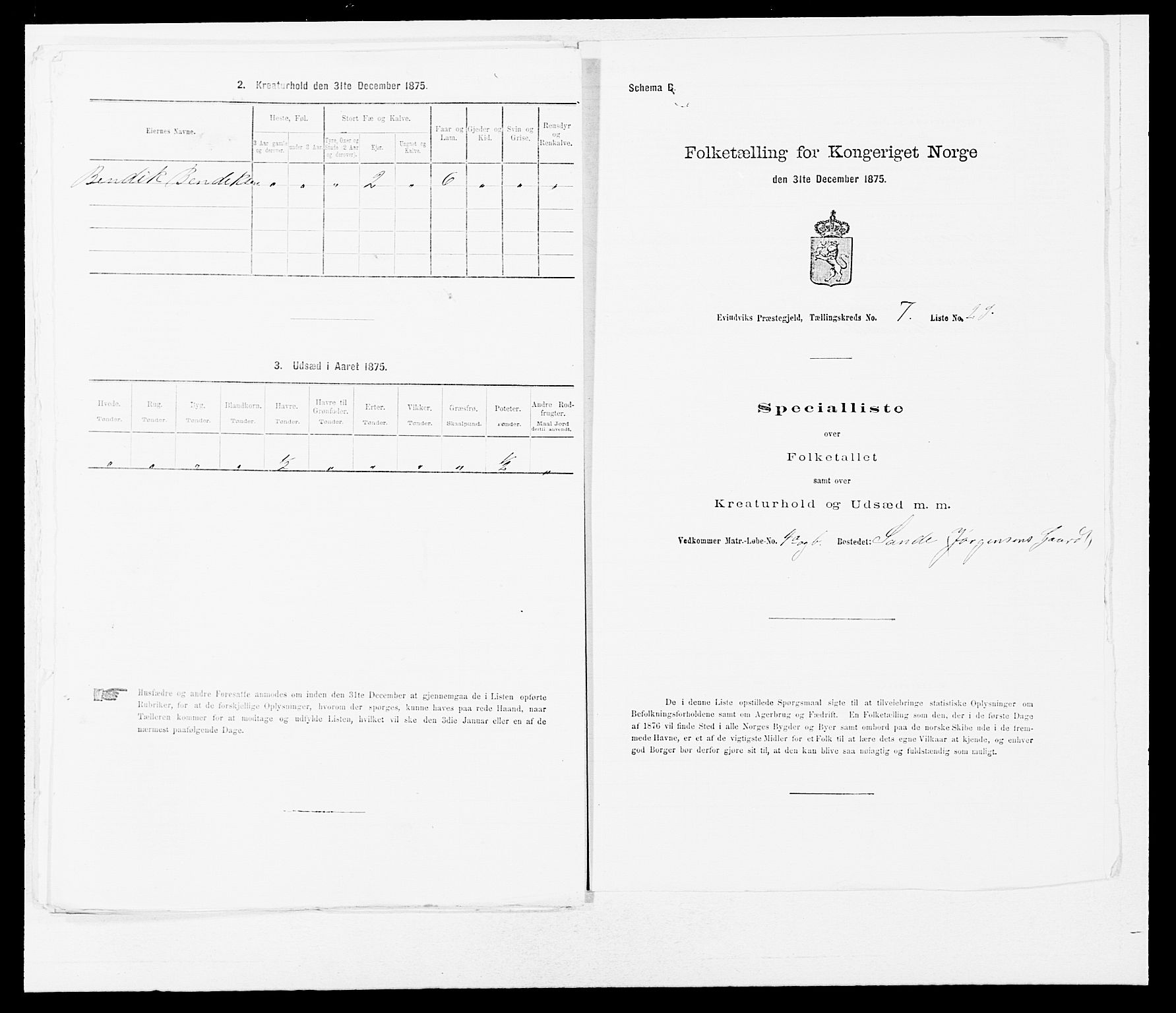 SAB, 1875 census for 1411P Eivindvik, 1875, p. 700