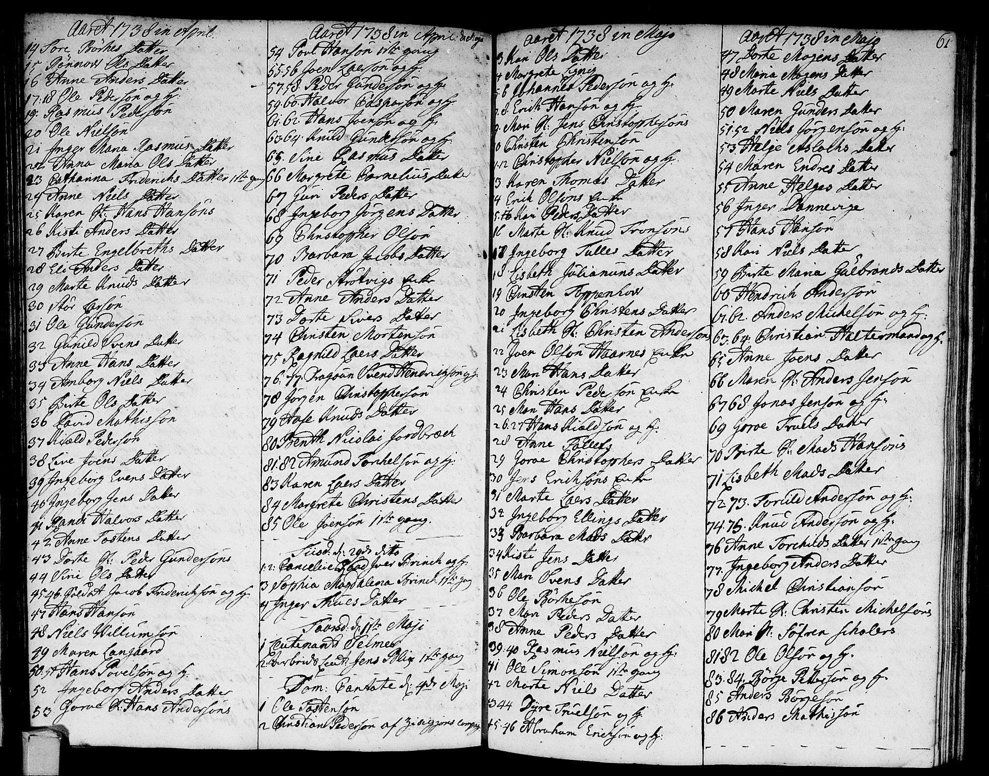 Strømsø kirkebøker, SAKO/A-246/F/Fa/L0005: Parish register (official) no. I 5, 1734-1739, p. 61