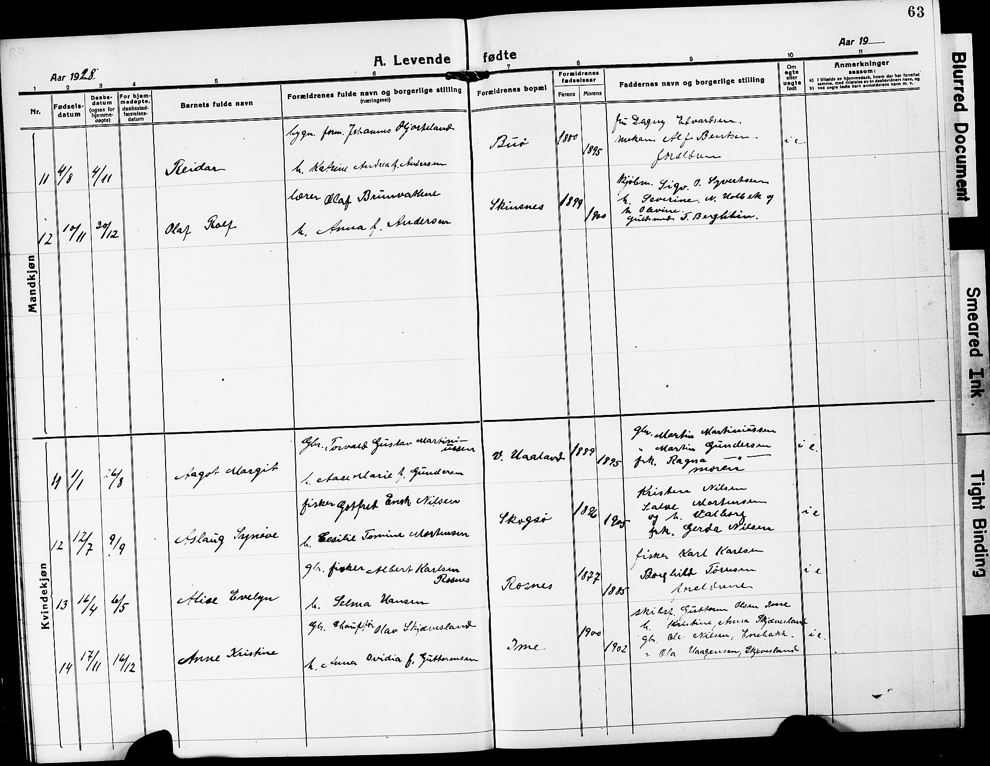 Mandal sokneprestkontor, SAK/1111-0030/F/Fb/Fba/L0013: Parish register (copy) no. B 7, 1918-1931, p. 63