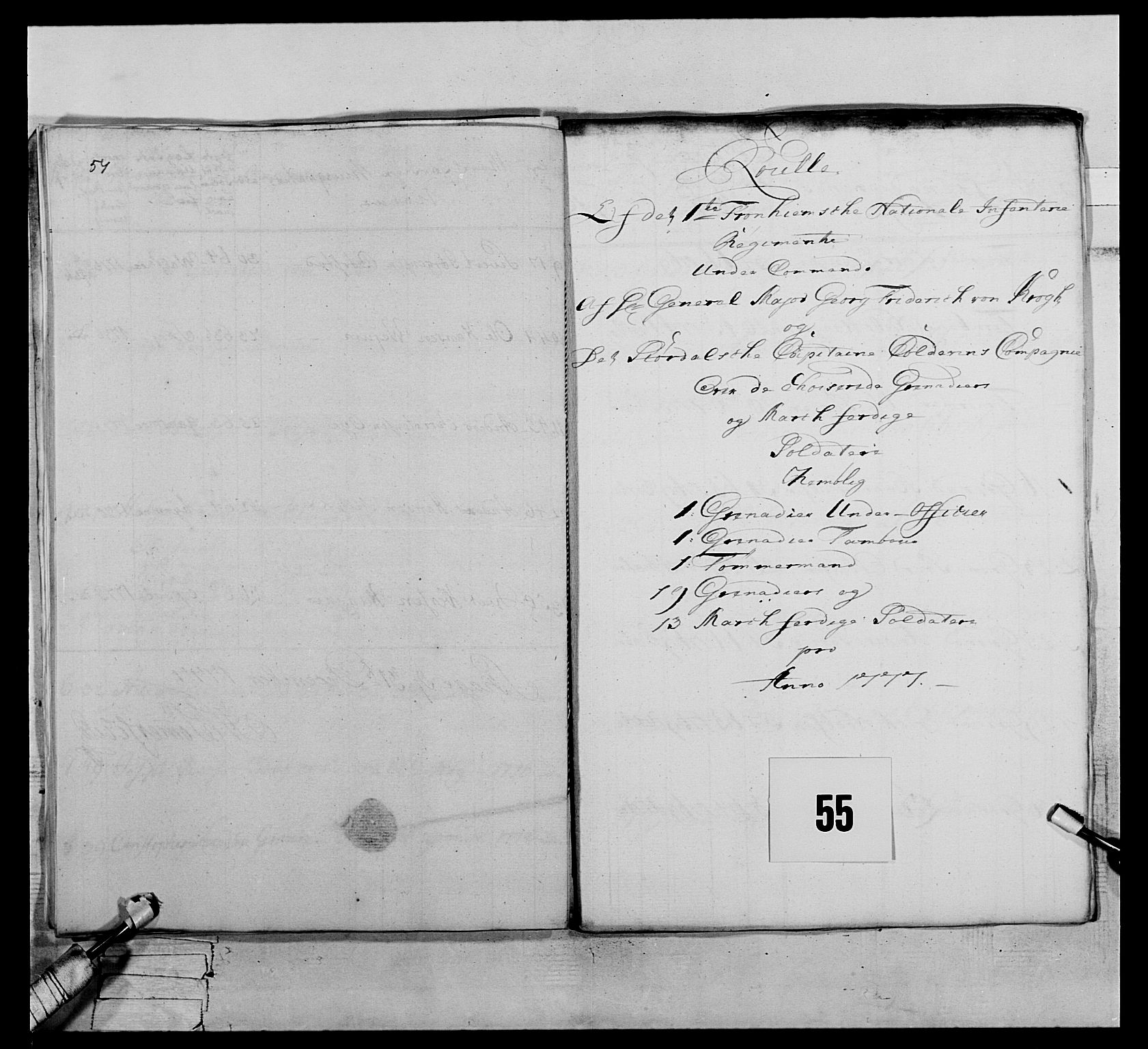 Generalitets- og kommissariatskollegiet, Det kongelige norske kommissariatskollegium, AV/RA-EA-5420/E/Eh/L0073: 1. Trondheimske nasjonale infanteriregiment, 1774-1779, p. 235
