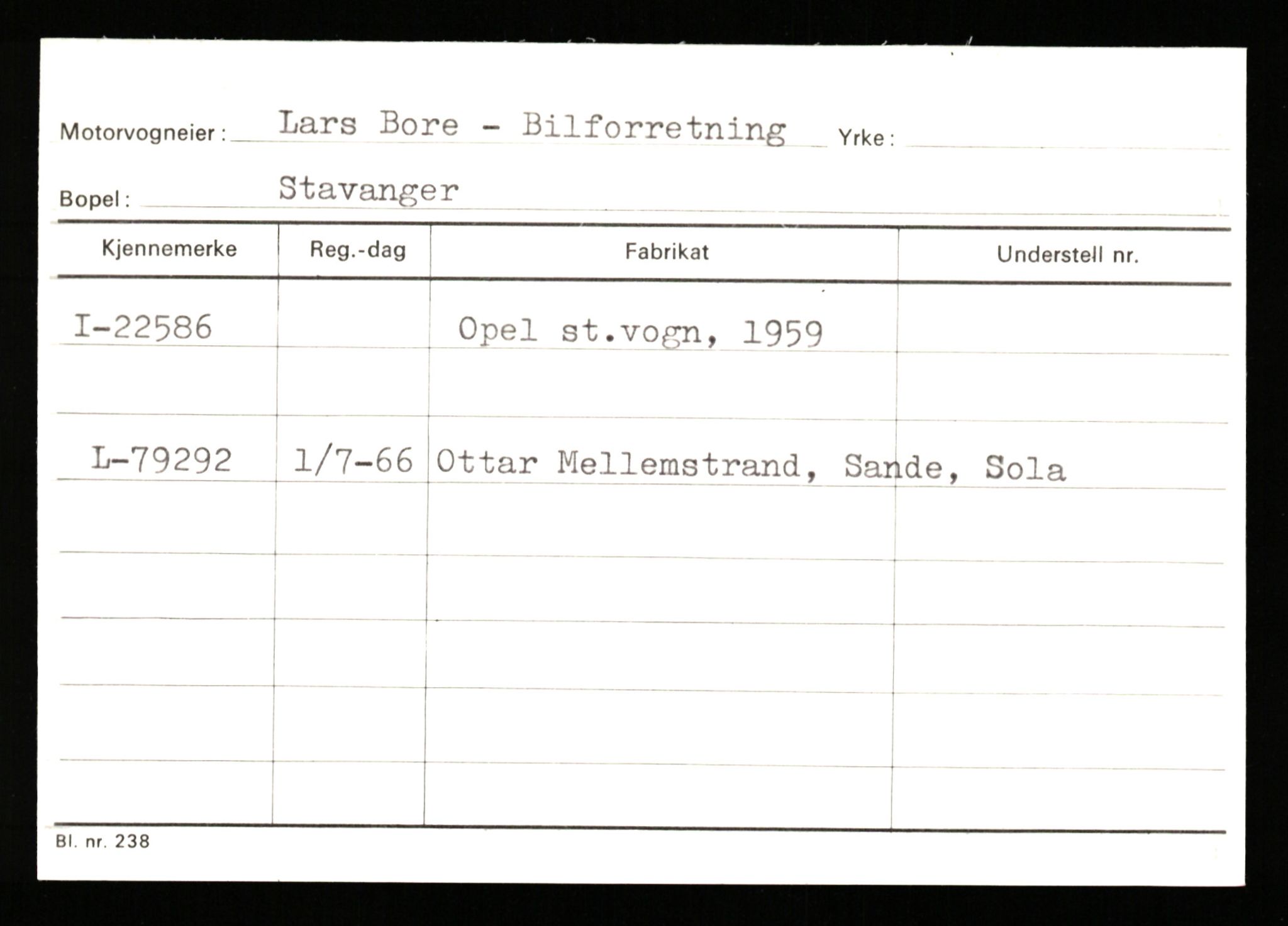 Stavanger trafikkstasjon, AV/SAST-A-101942/0/G/L0004: Registreringsnummer: 15497 - 22957, 1930-1971, p. 3047