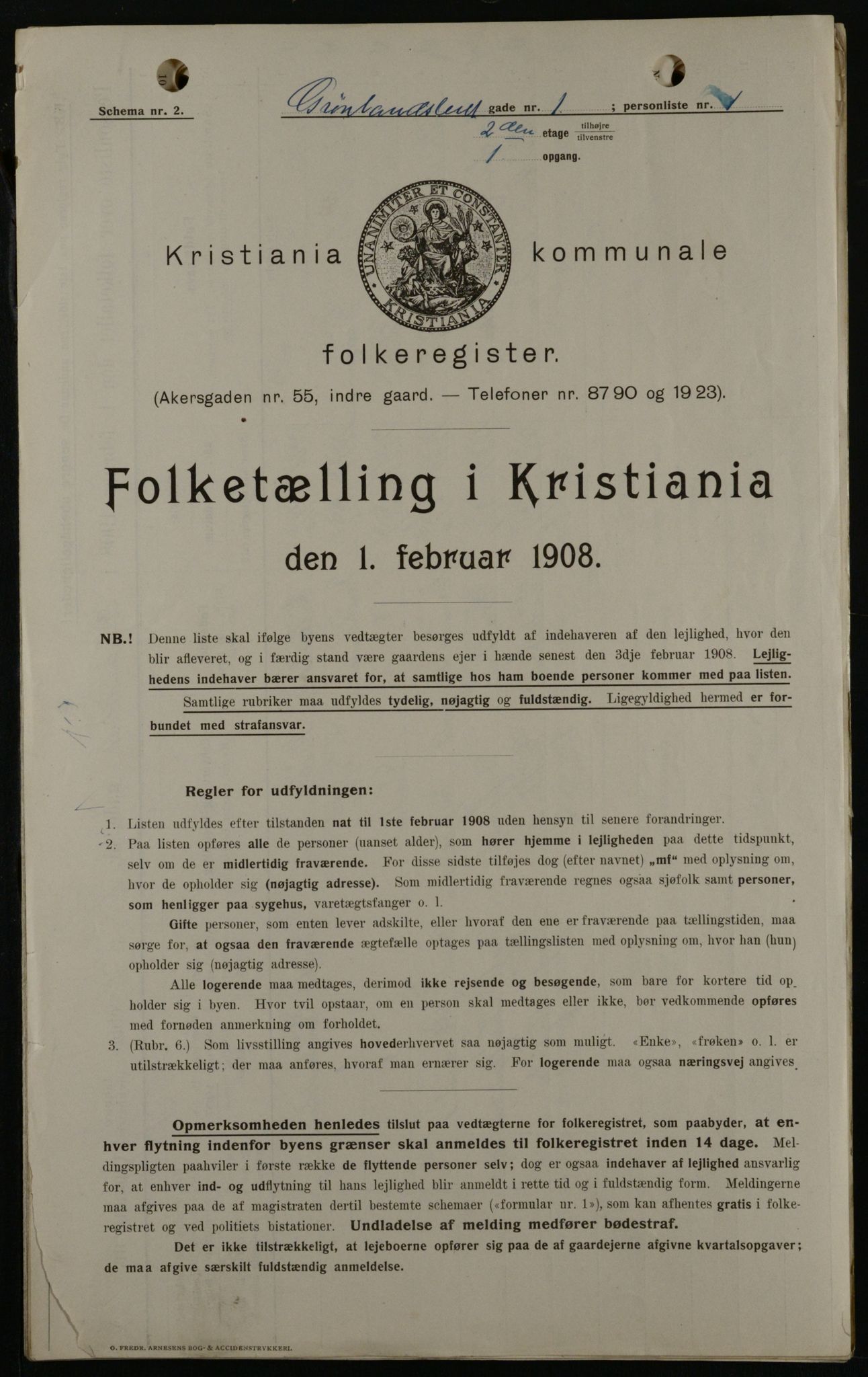 OBA, Municipal Census 1908 for Kristiania, 1908, p. 28462