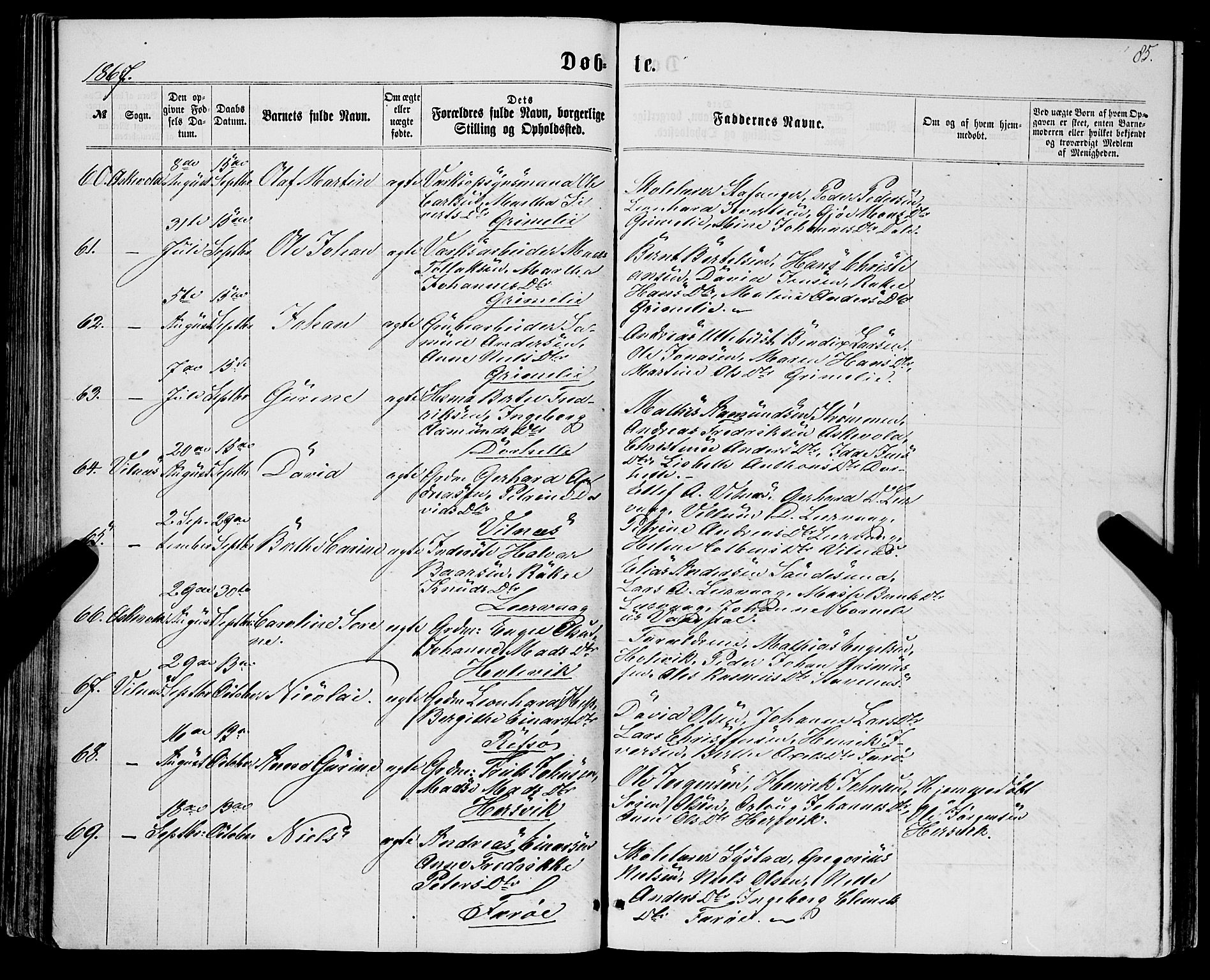 Askvoll sokneprestembete, AV/SAB-A-79501/H/Haa/Haaa/L0012: Parish register (official) no. A 12, 1859-1878, p. 85