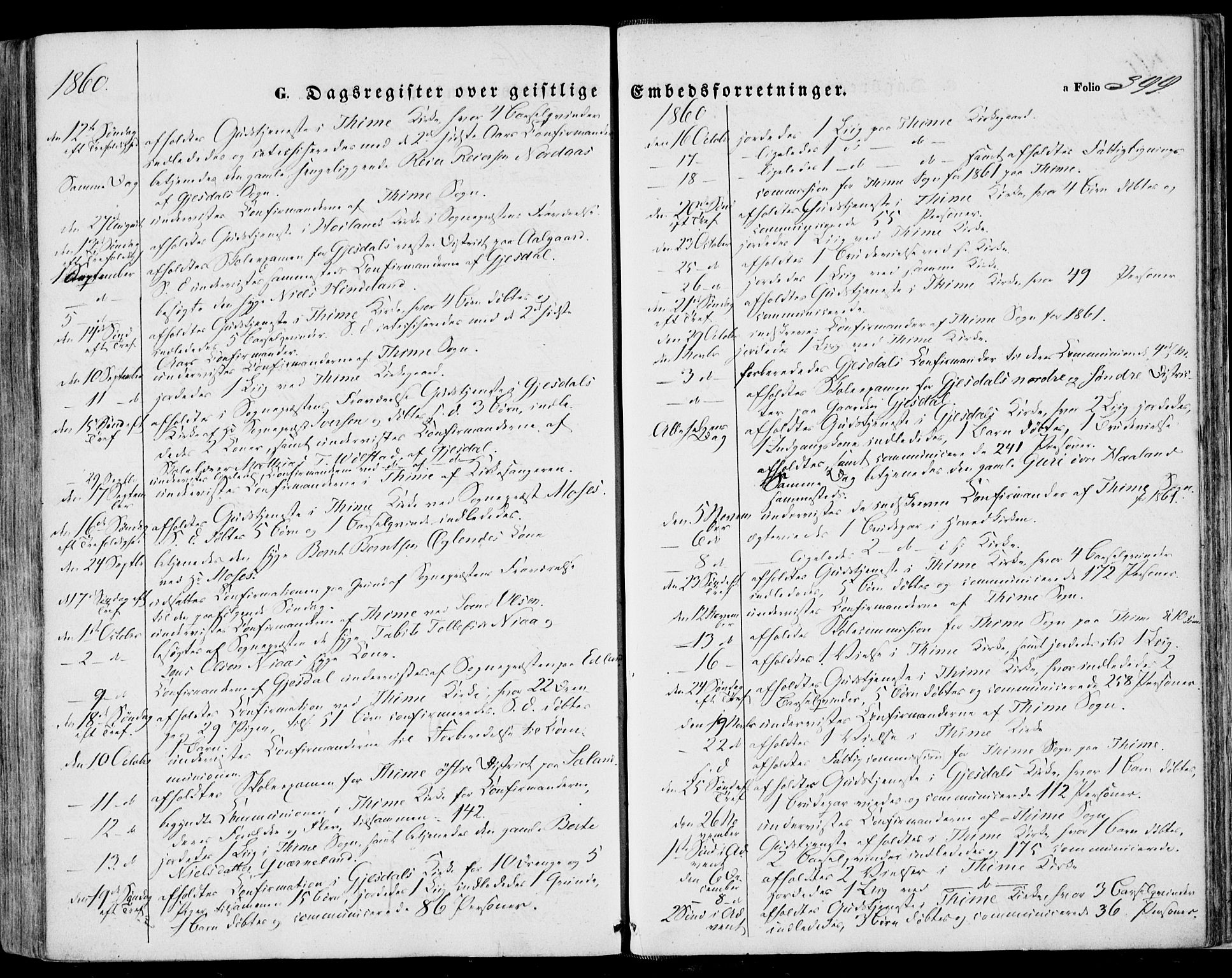 Lye sokneprestkontor, SAST/A-101794/001/30BA/L0007: Parish register (official) no. A 6, 1856-1871, p. 399