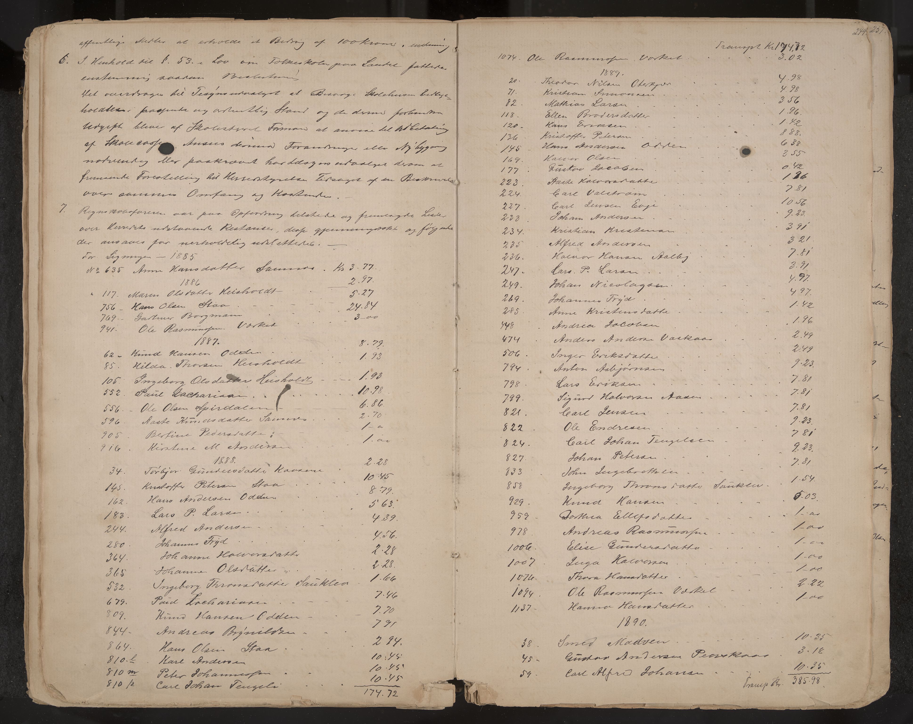 Holla formannskap og sentraladministrasjon, IKAK/0819021-1/A/L0003: Møtebok med register, 1880-1899, p. 248-249