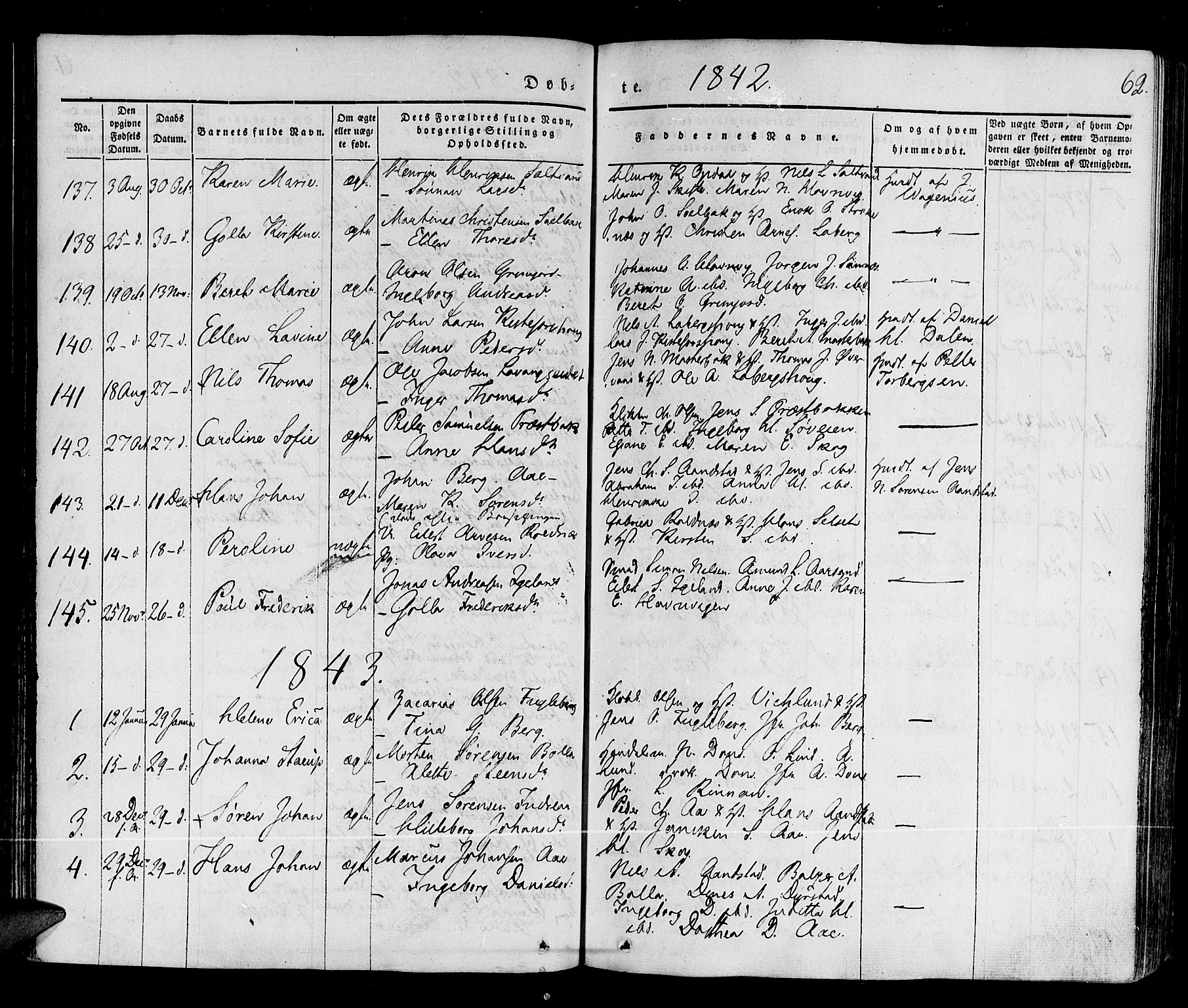 Ibestad sokneprestembete, SATØ/S-0077/H/Ha/Haa/L0006kirke: Parish register (official) no. 6, 1837-1850, p. 62