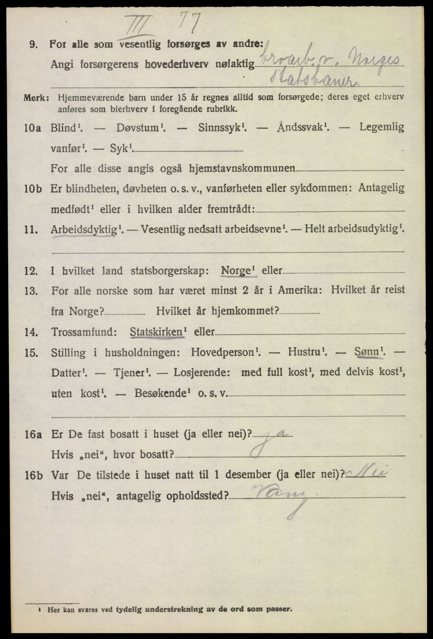 SAH, 1920 census for Stange, 1920, p. 15984