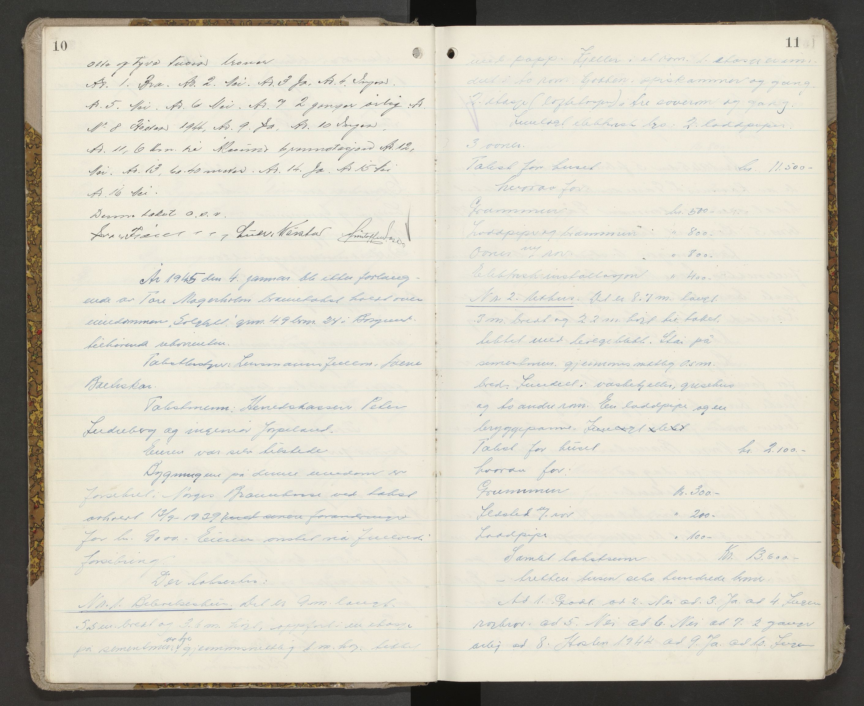 Norges Brannkasse Borgund, AV/SAT-A-5495/Fa/L0004: Branntakstprotokoll, 1944-1947, p. 10-11