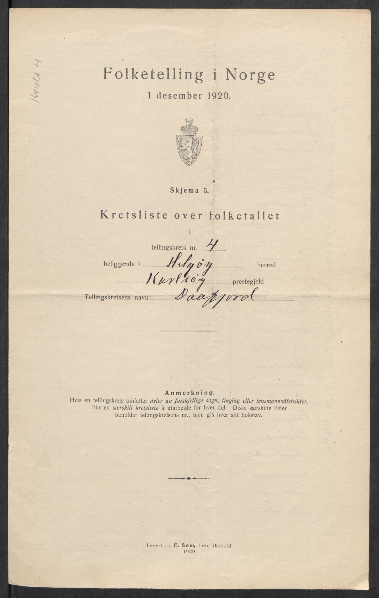 SATØ, 1920 census for Helgøy, 1920, p. 14