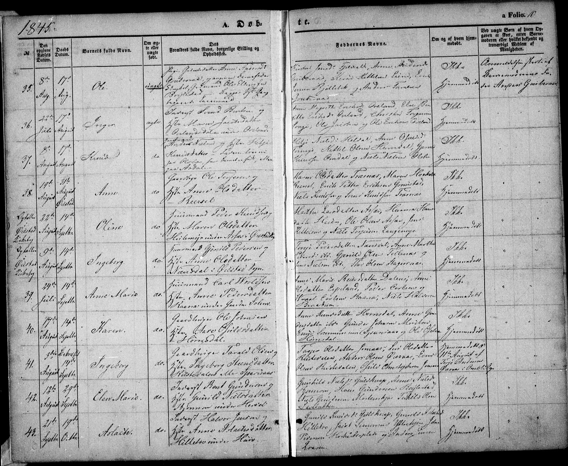 Froland sokneprestkontor, SAK/1111-0013/F/Fa/L0002: Parish register (official) no. A 2, 1845-1863, p. 10