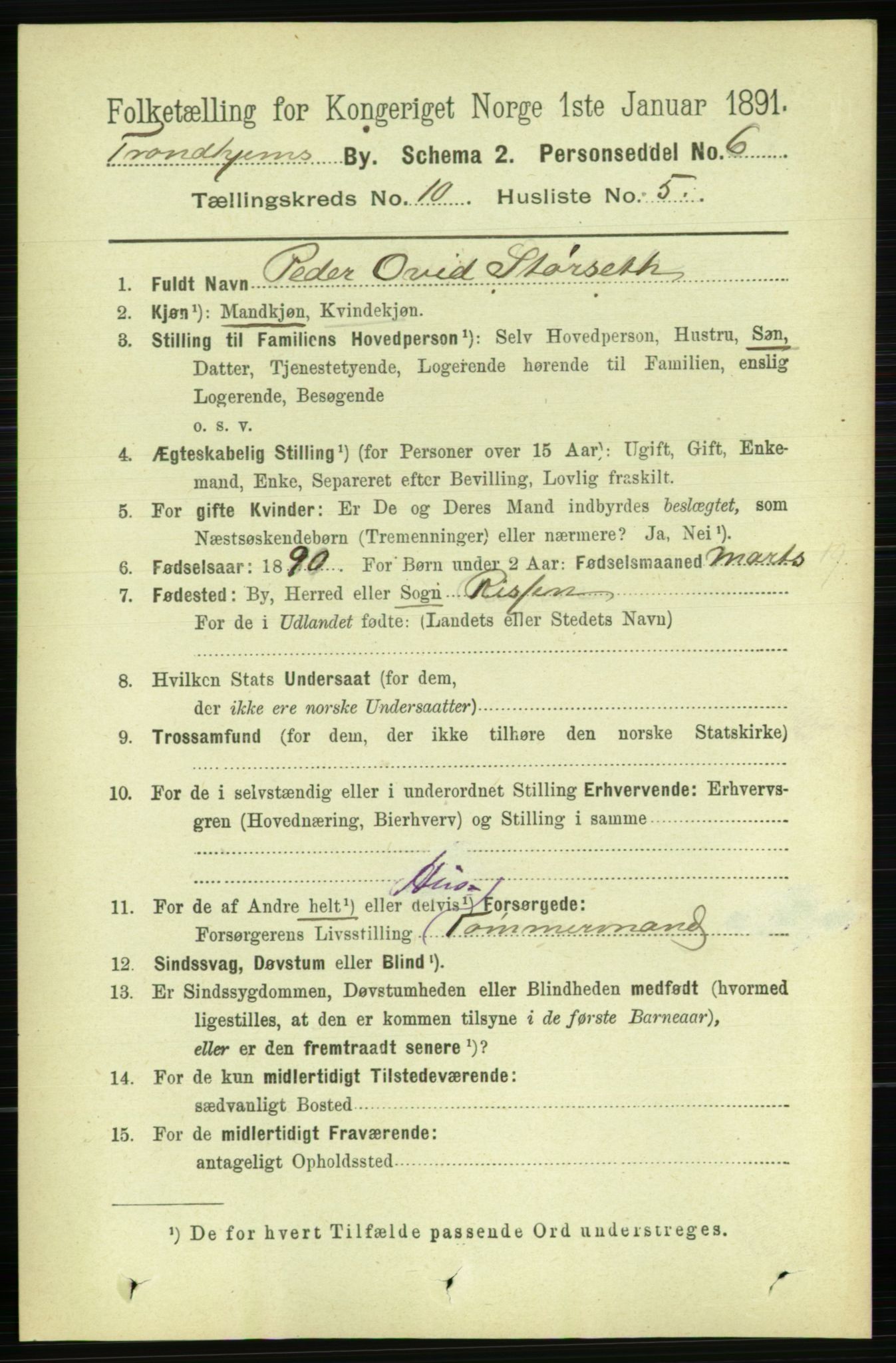 RA, 1891 census for 1601 Trondheim, 1891, p. 8421