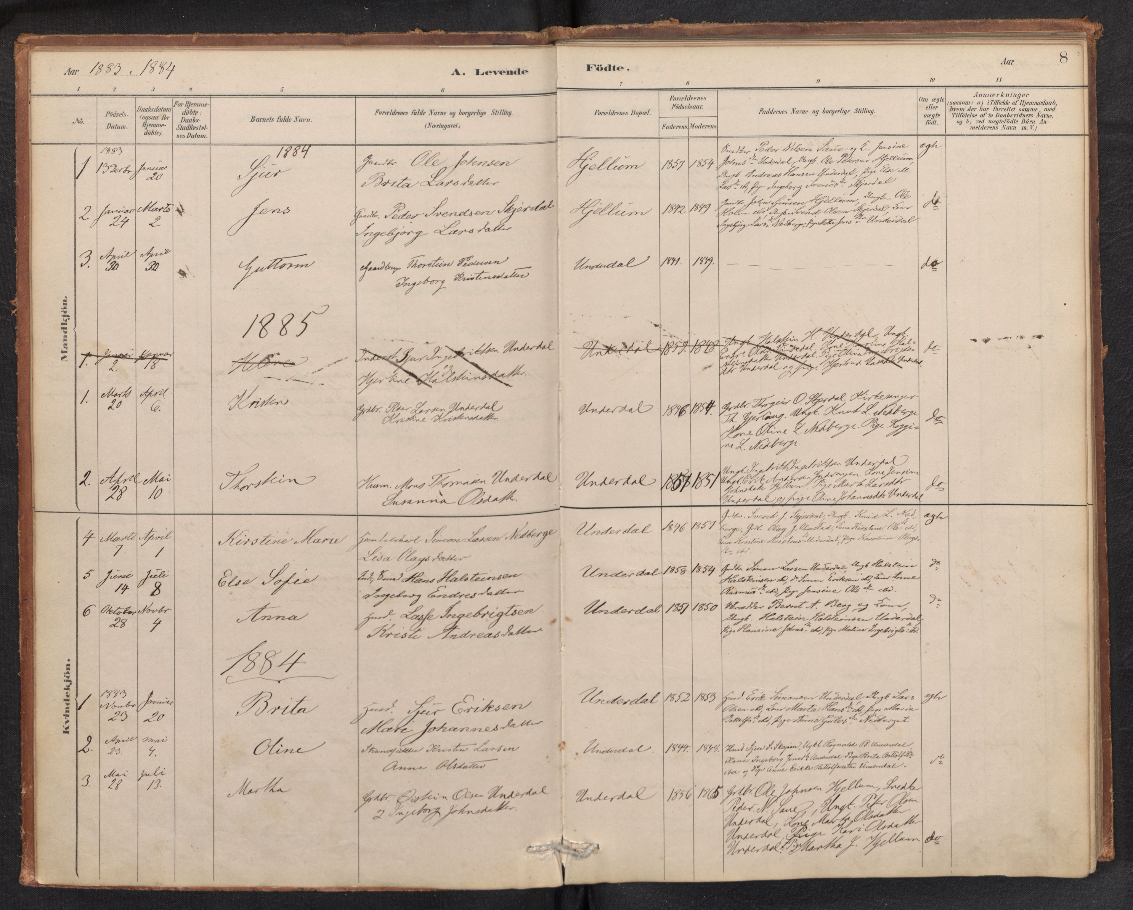 Aurland sokneprestembete, SAB/A-99937/H/Ha/Hae/L0001: Parish register (official) no. E 1, 1880-1907, p. 7b-8a