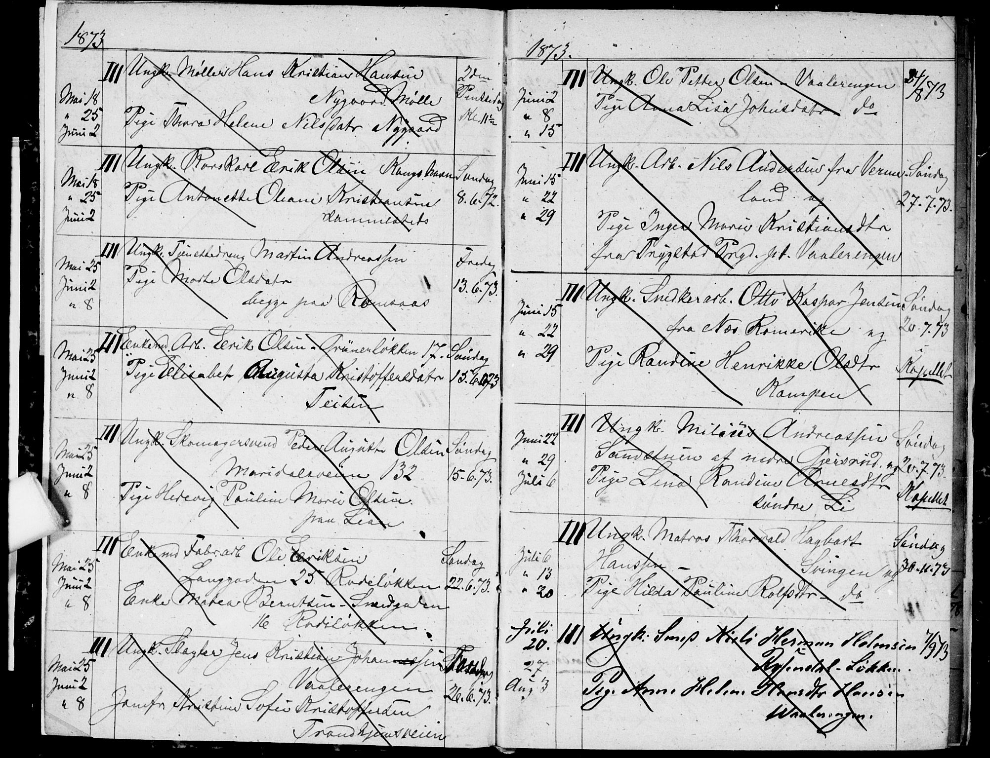 Østre Aker prestekontor Kirkebøker, AV/SAO-A-10840/H/Ha/L0003: Banns register no. I 3, 1873-1878