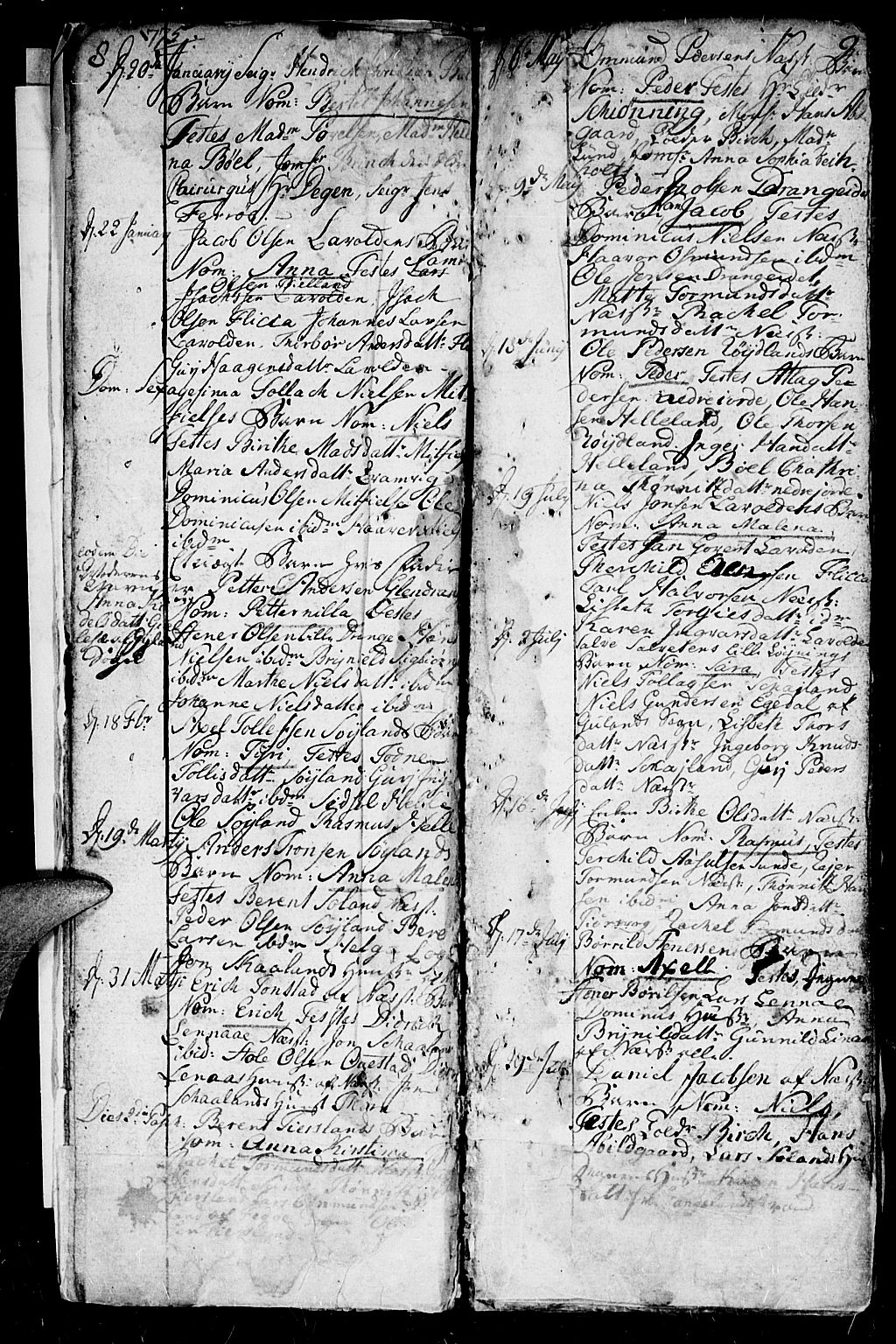 Flekkefjord sokneprestkontor, SAK/1111-0012/F/Fa/Fac/L0001: Parish register (official) no. A 1, 1773-1806, p. 8-9