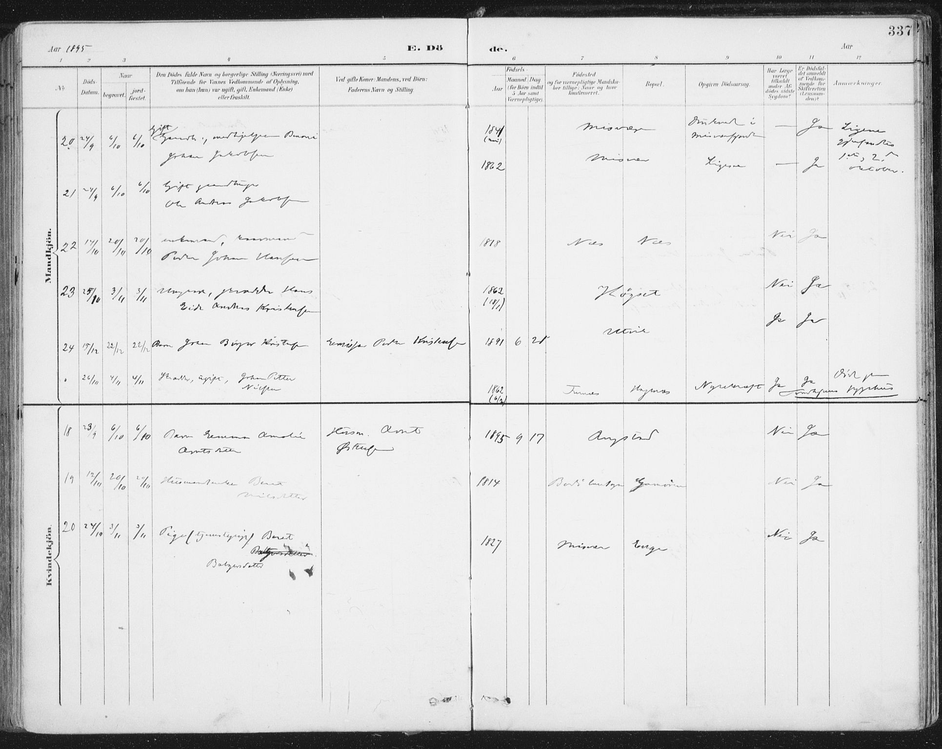 Ministerialprotokoller, klokkerbøker og fødselsregistre - Nordland, AV/SAT-A-1459/852/L0741: Parish register (official) no. 852A11, 1894-1917, p. 337