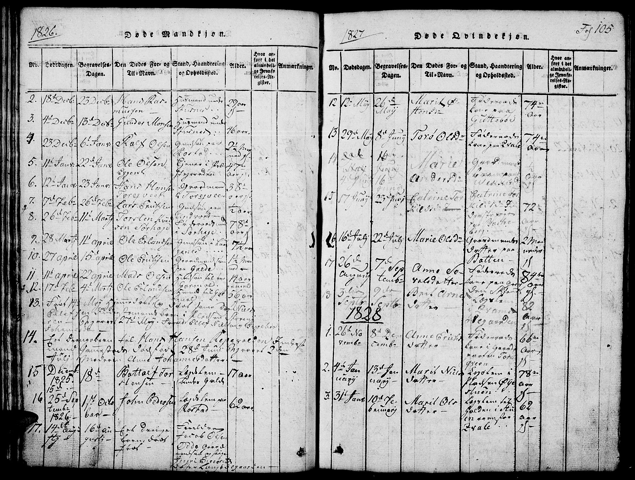 Lom prestekontor, SAH/PREST-070/L/L0001: Parish register (copy) no. 1, 1815-1836, p. 105