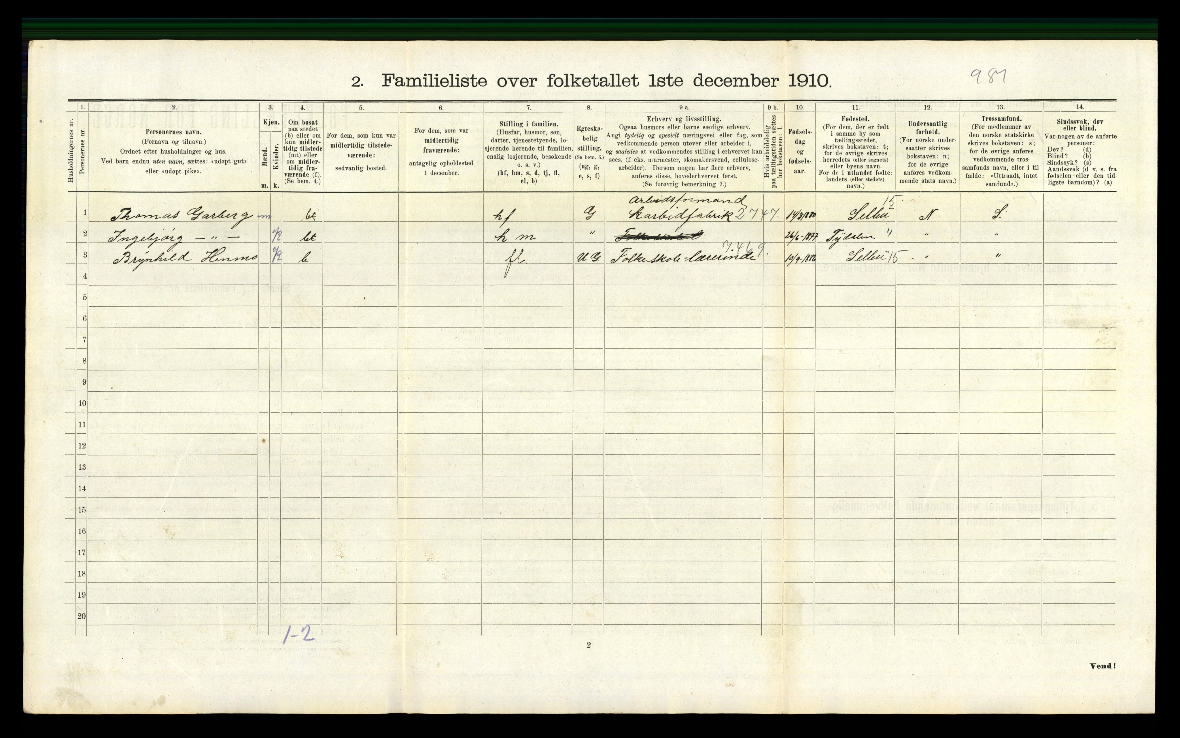 RA, 1910 census for Trondheim, 1910, p. 1072