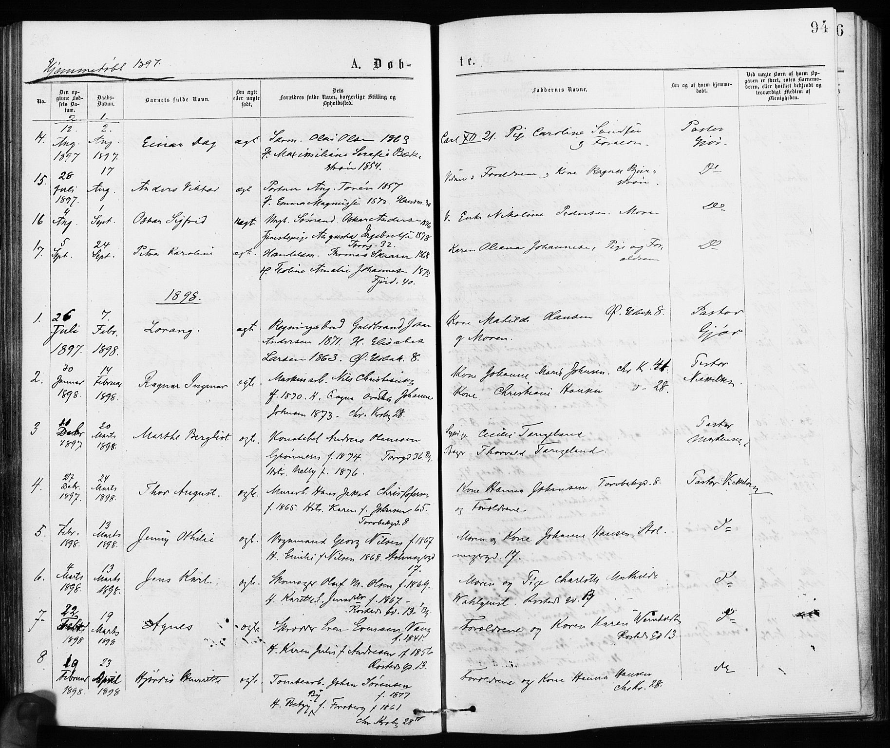 Jakob prestekontor Kirkebøker, SAO/A-10850/F/Fa/L0001: Parish register (official) no. 1, 1875-1924, p. 94