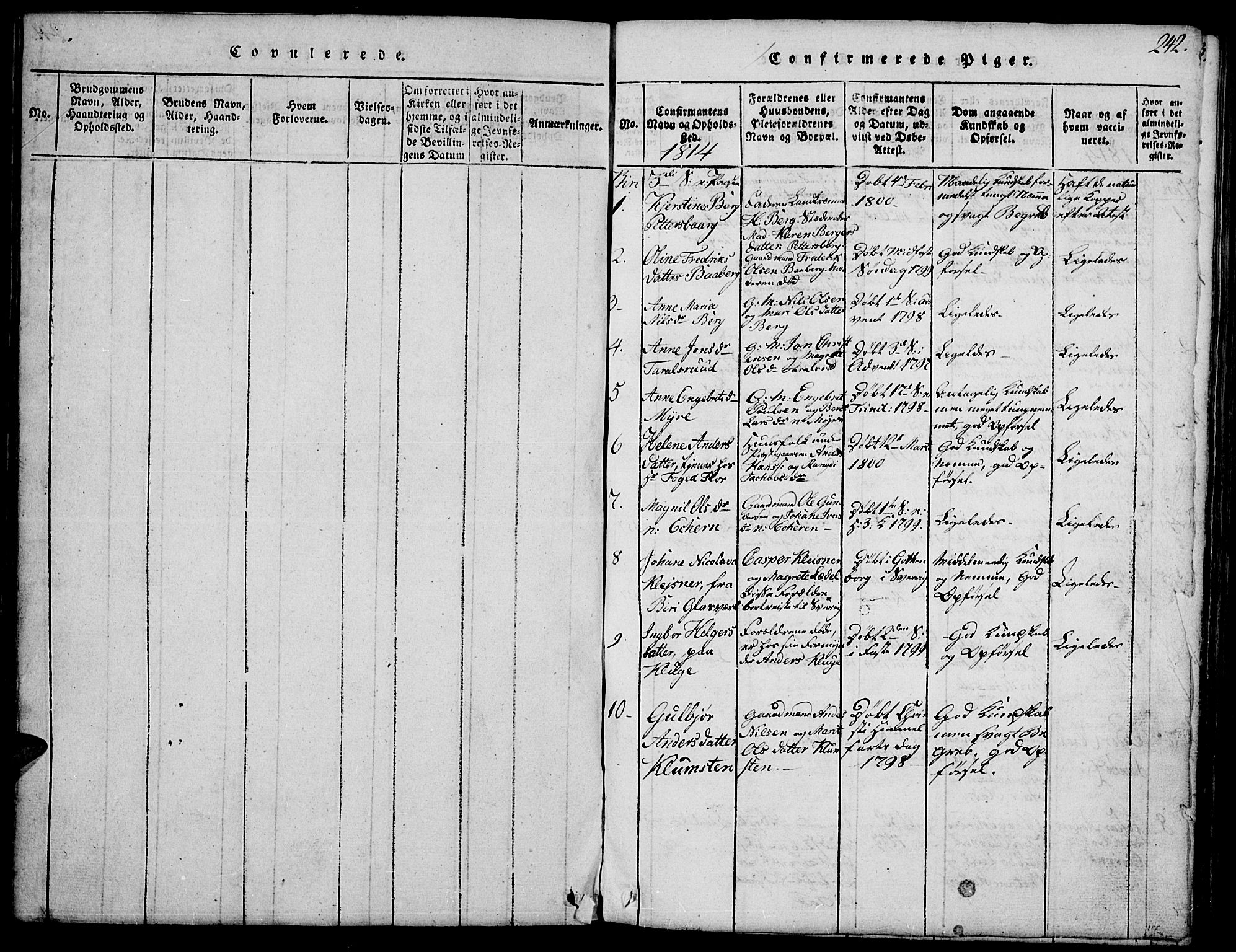 Biri prestekontor, AV/SAH-PREST-096/H/Ha/Hab/L0001: Parish register (copy) no. 1, 1814-1828, p. 242
