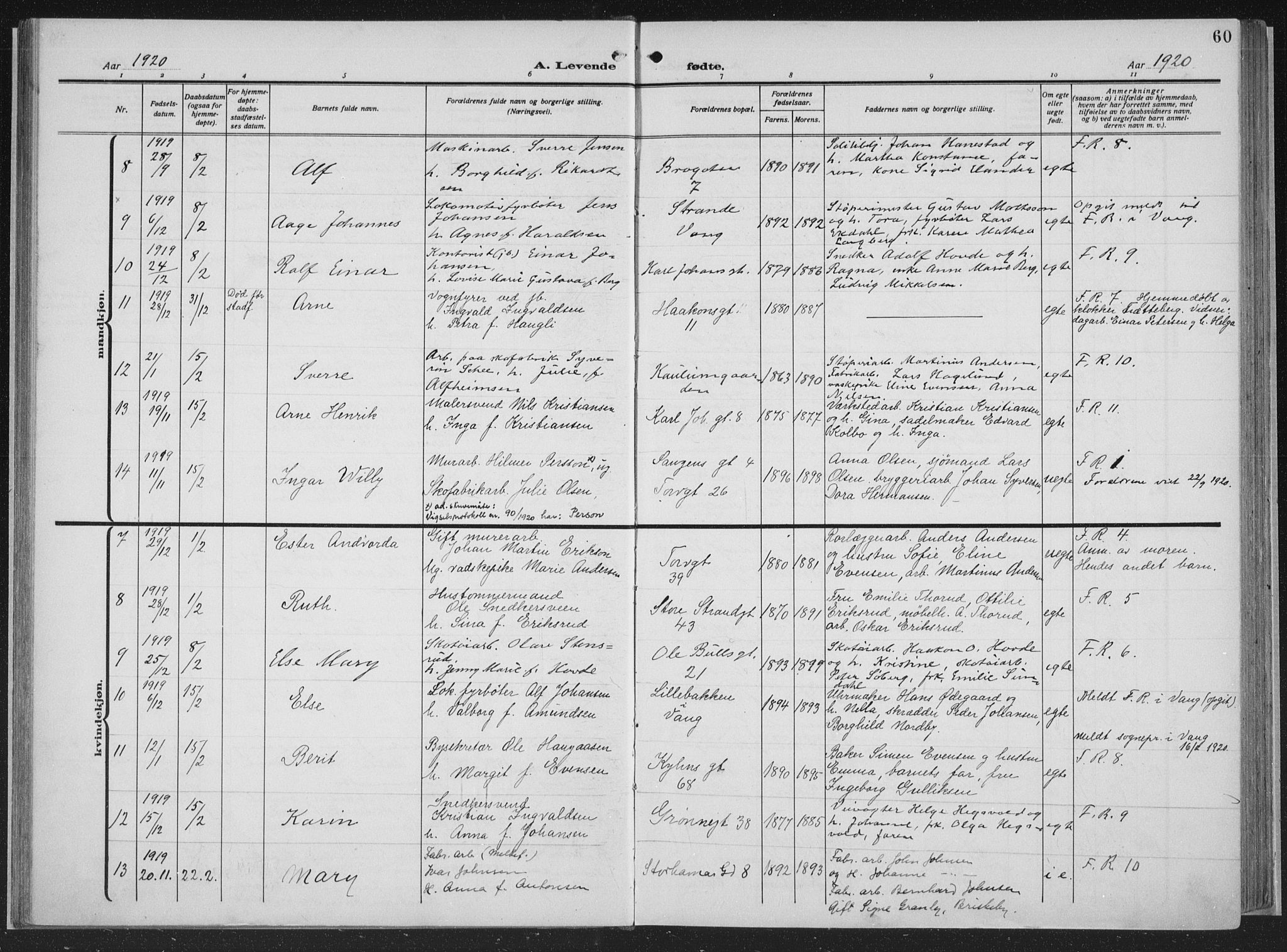 Hamar prestekontor, AV/SAH-DOMPH-002/H/Ha/Haa/L0002: Parish register (official) no. 2, 1915-1936, p. 60