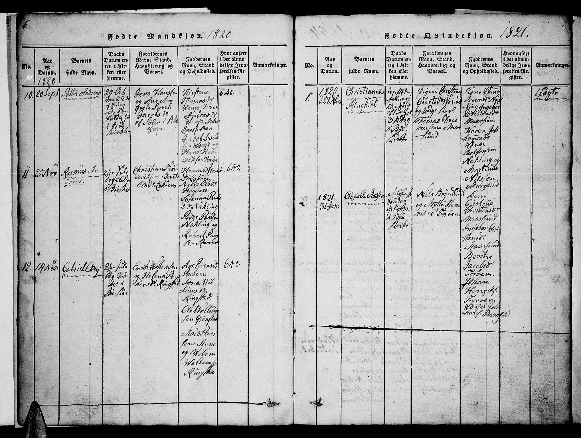 Ministerialprotokoller, klokkerbøker og fødselsregistre - Nordland, AV/SAT-A-1459/891/L1312: Parish register (copy) no. 891C01, 1820-1856, p. 6-7