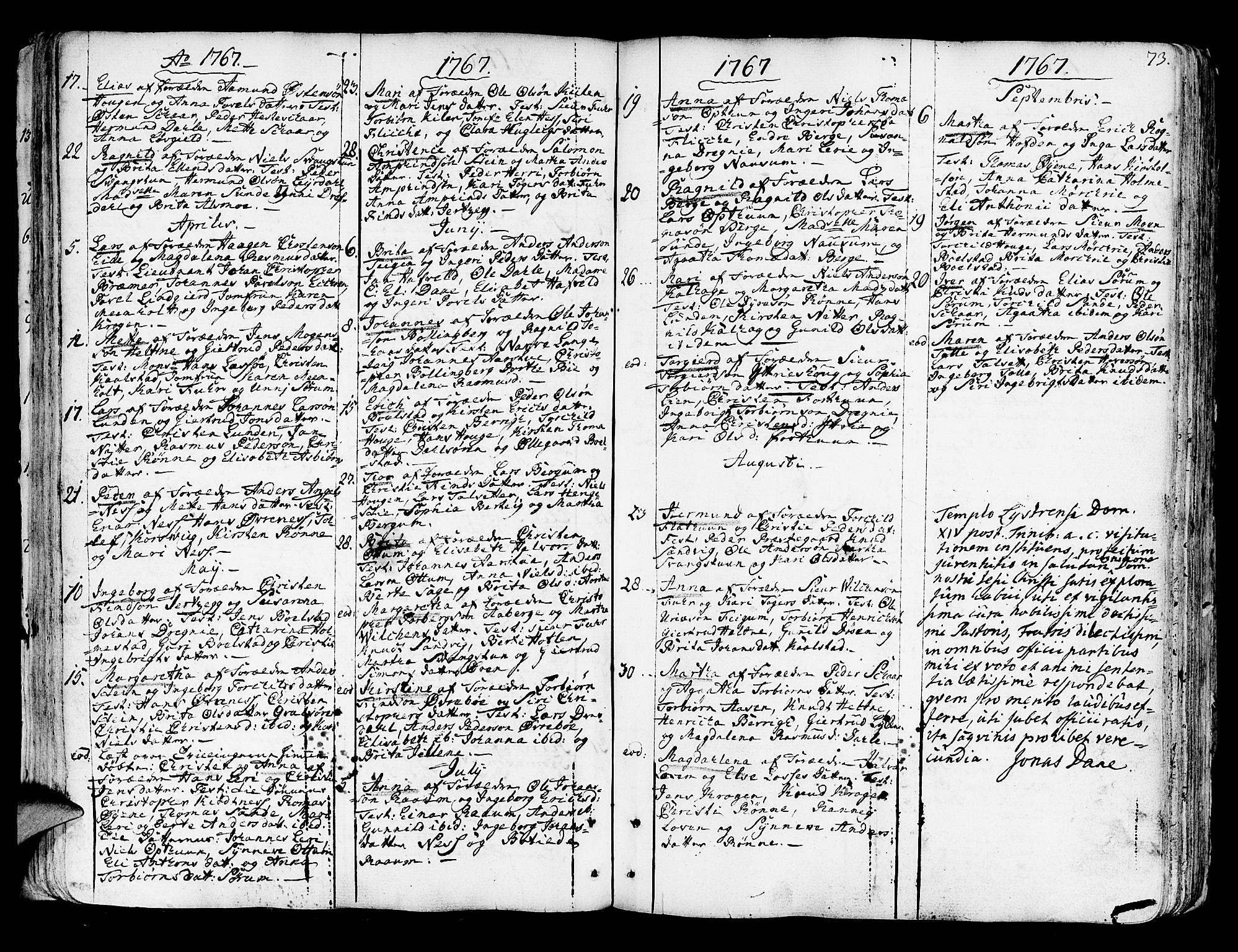 Luster sokneprestembete, AV/SAB-A-81101/H/Haa/Haaa/L0001: Parish register (official) no. A 1, 1731-1803, p. 73