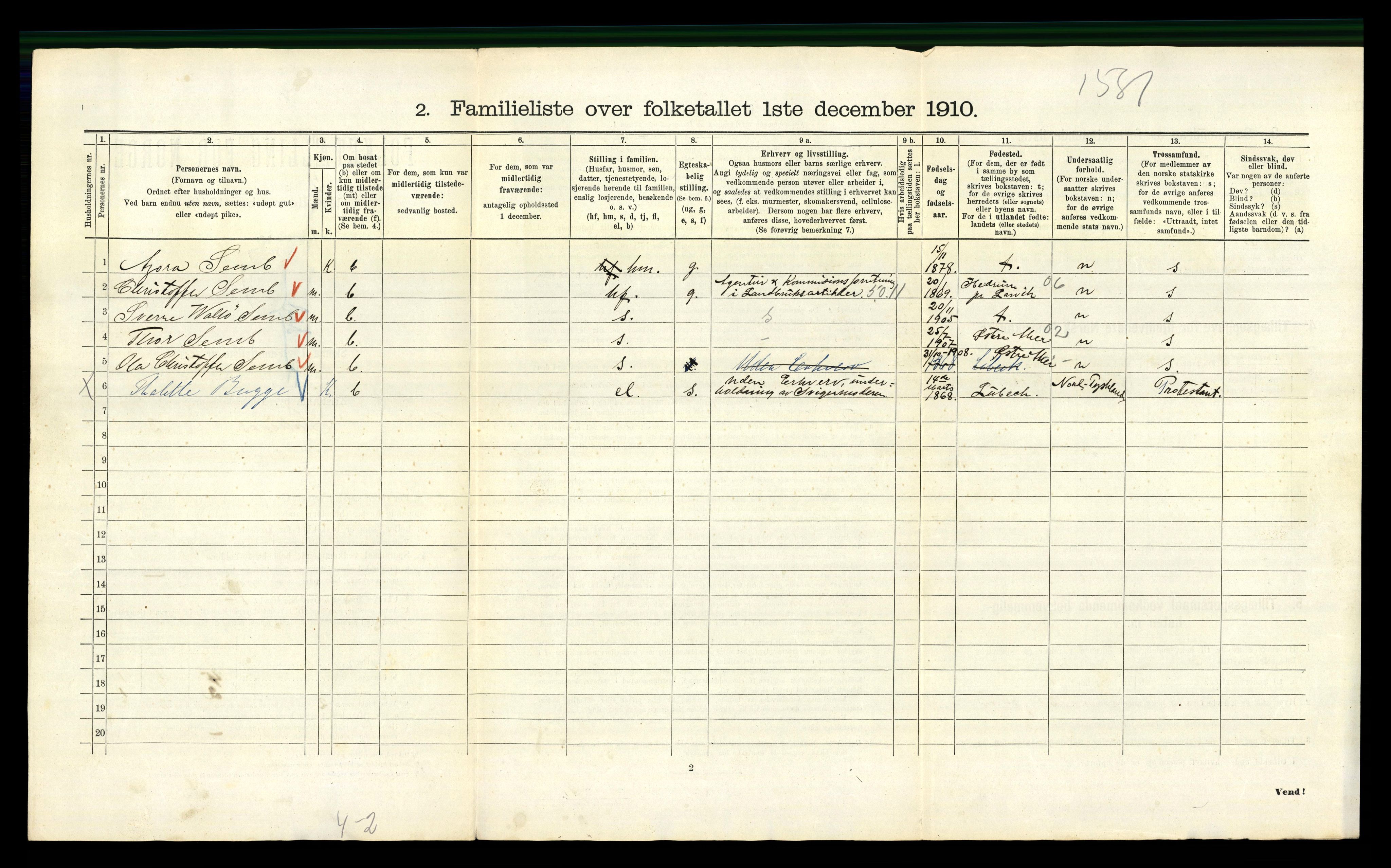 RA, 1910 census for Kristiania, 1910, p. 85198