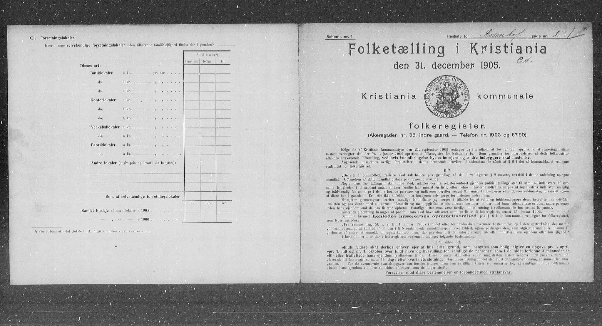 OBA, Municipal Census 1905 for Kristiania, 1905, p. 44058