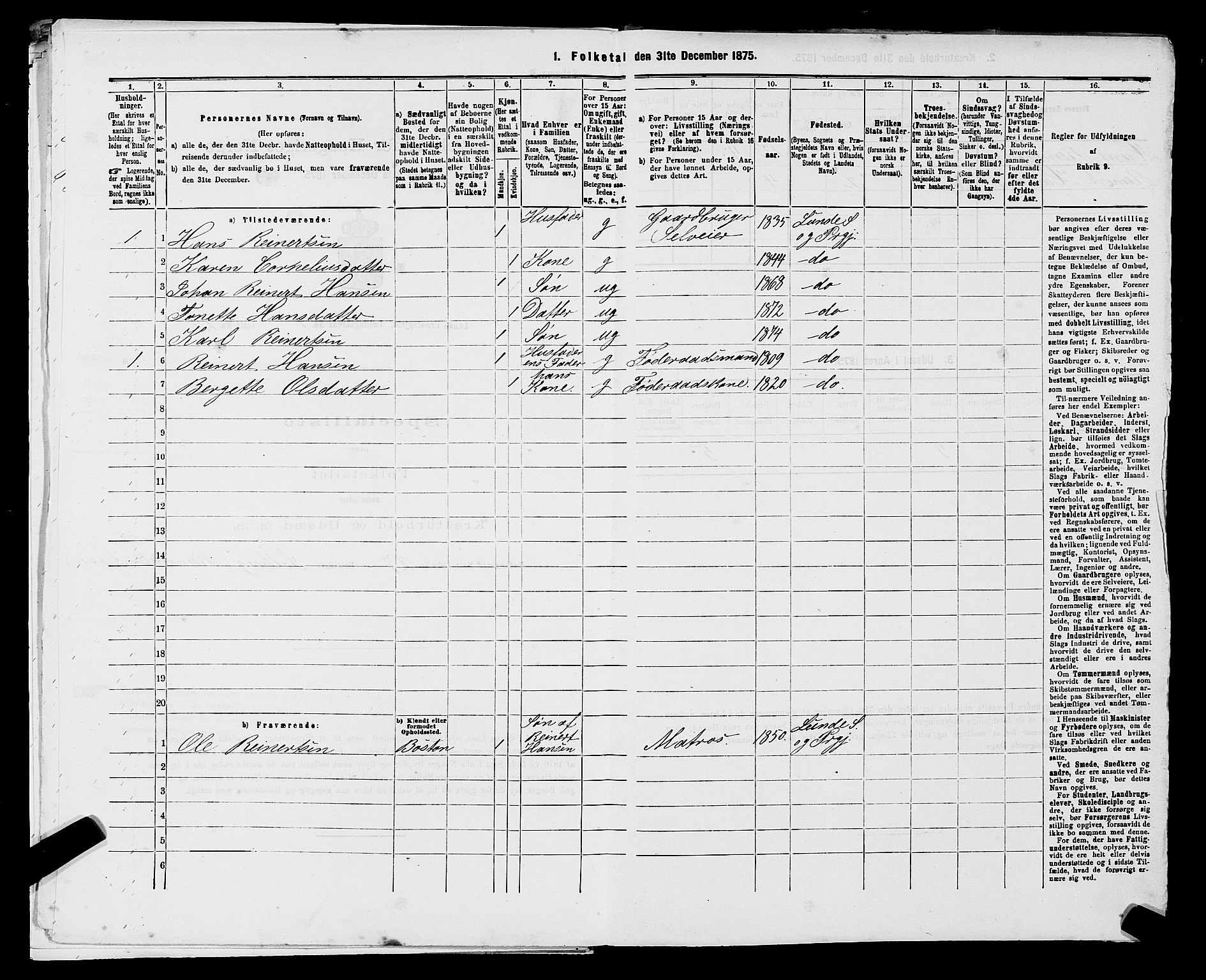 SAST, 1875 census for 1112P Lund, 1875, p. 104