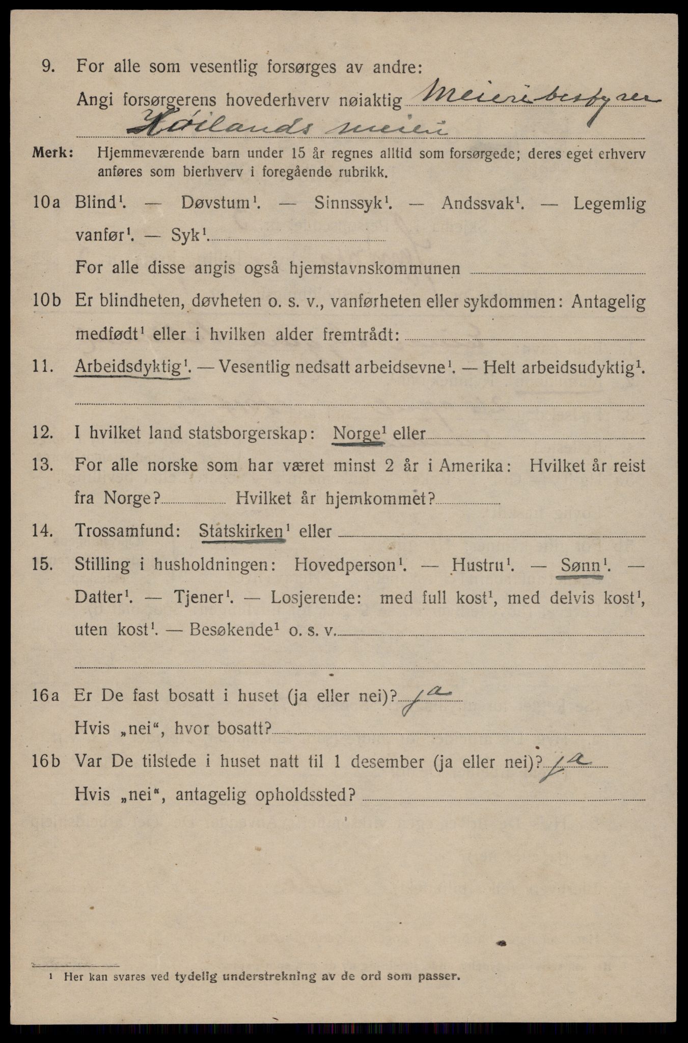 SAST, 1920 census for Sandnes, 1920, p. 4629