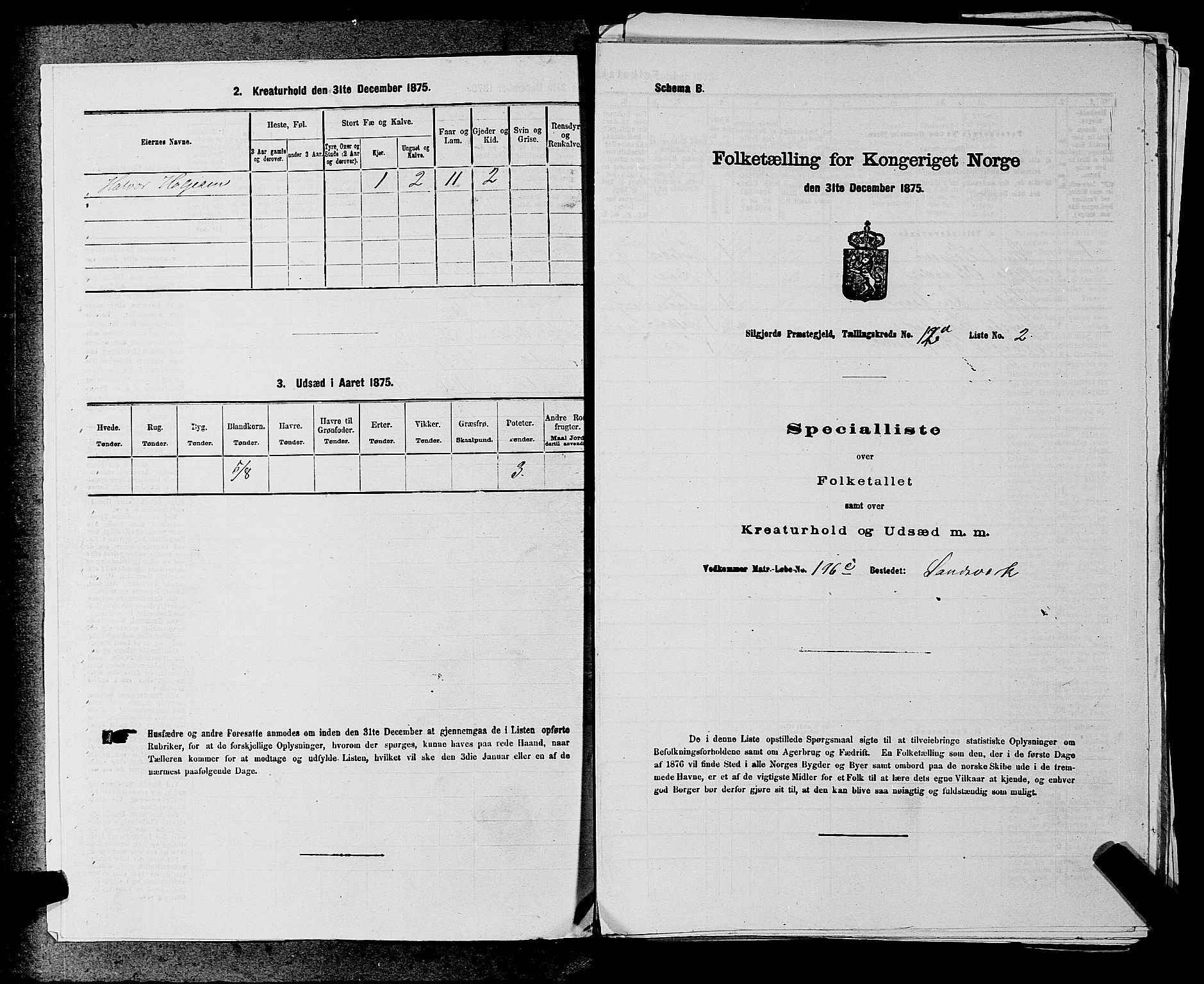 SAKO, 1875 census for 0828P Seljord, 1875, p. 1252