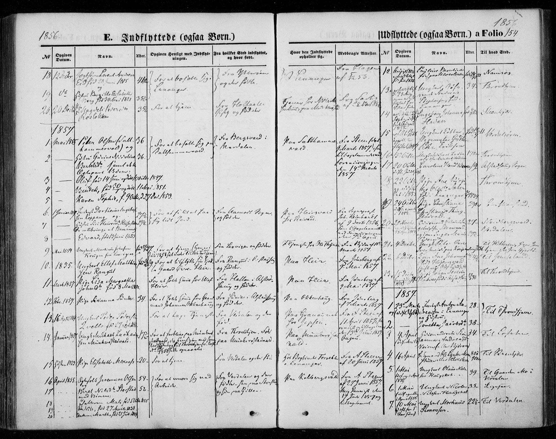 Ministerialprotokoller, klokkerbøker og fødselsregistre - Nord-Trøndelag, SAT/A-1458/720/L0184: Parish register (official) no. 720A02 /1, 1855-1863, p. 154
