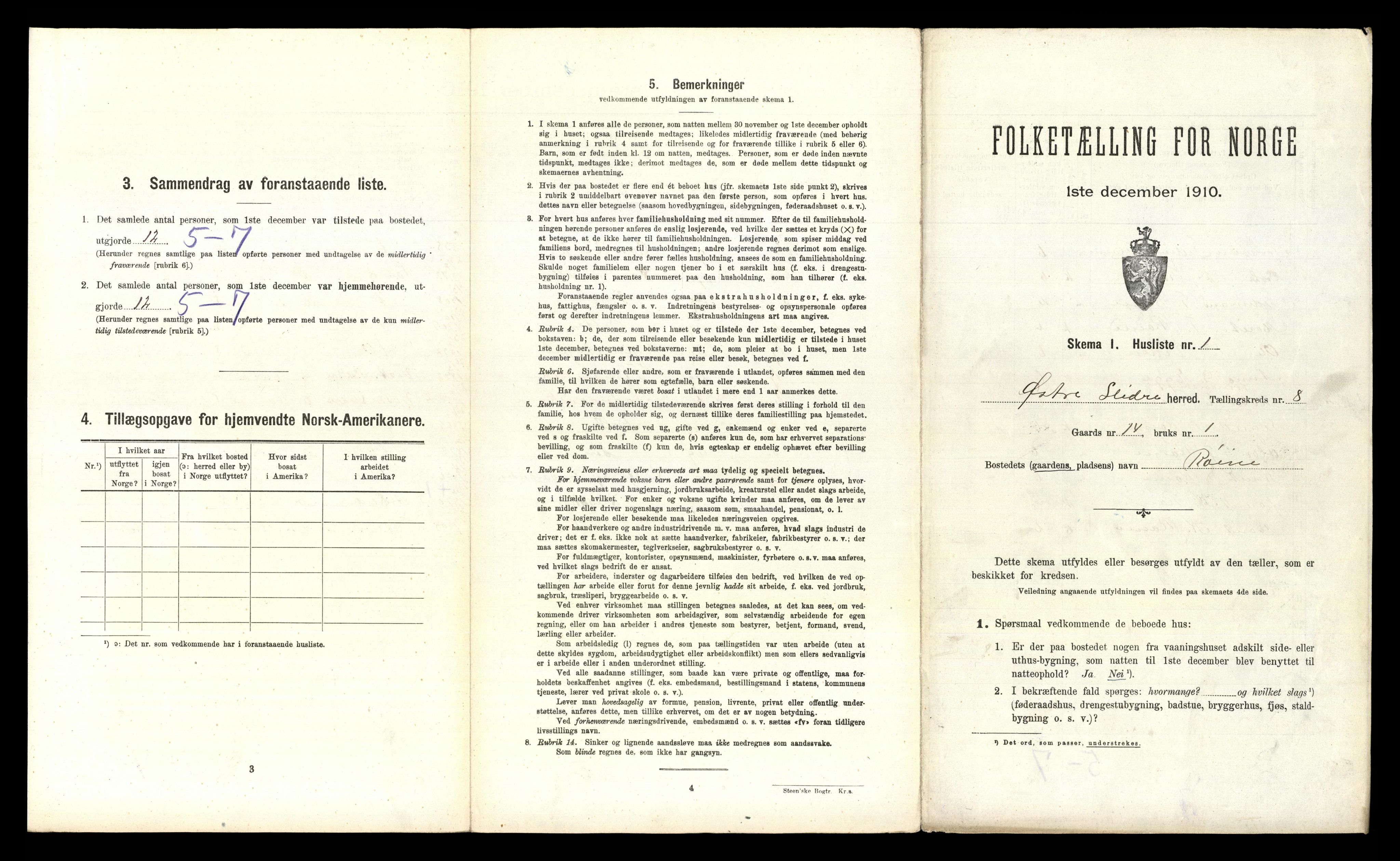 RA, 1910 census for Øystre Slidre, 1910, p. 708