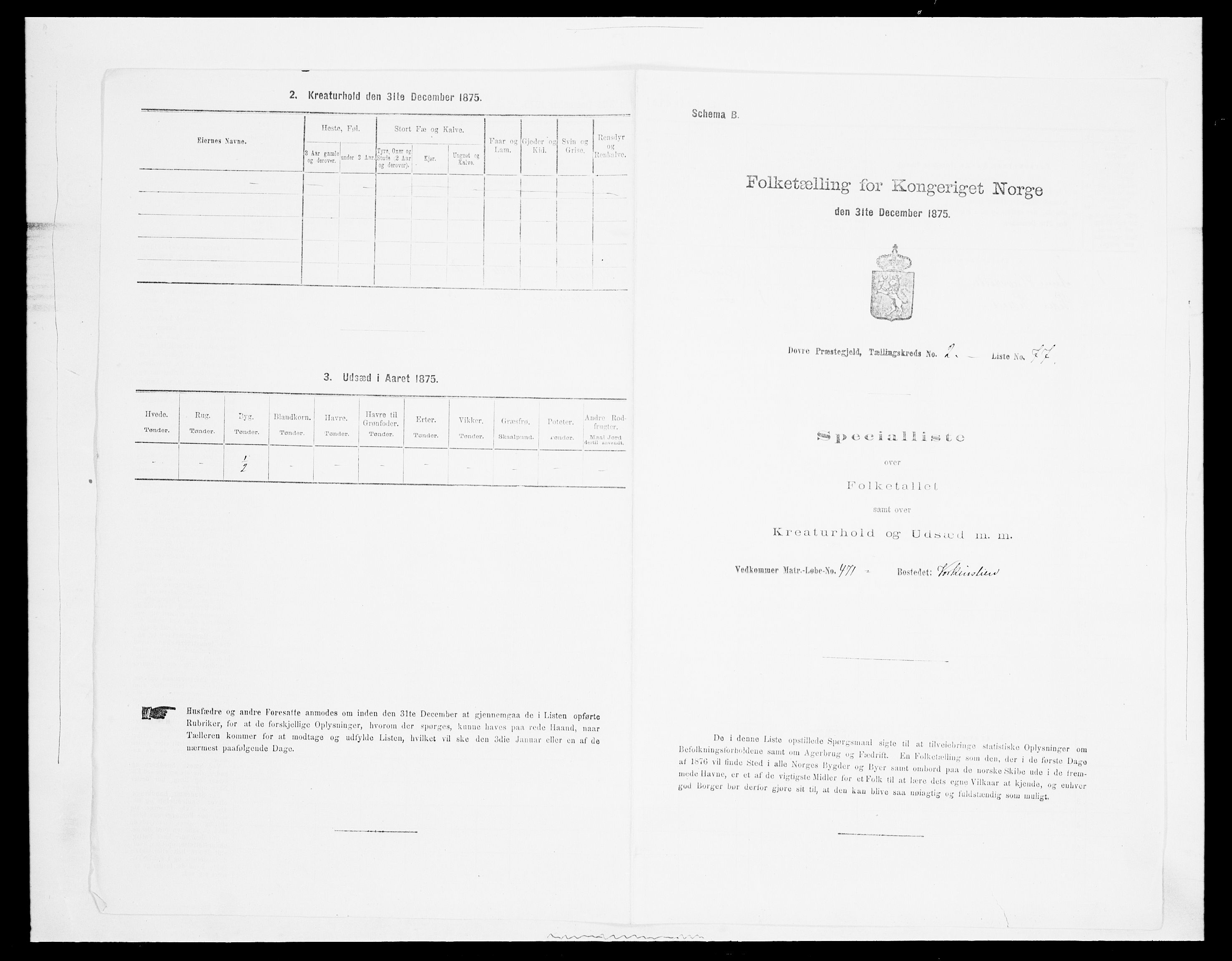 SAH, 1875 census for 0511P Dovre, 1875, p. 450