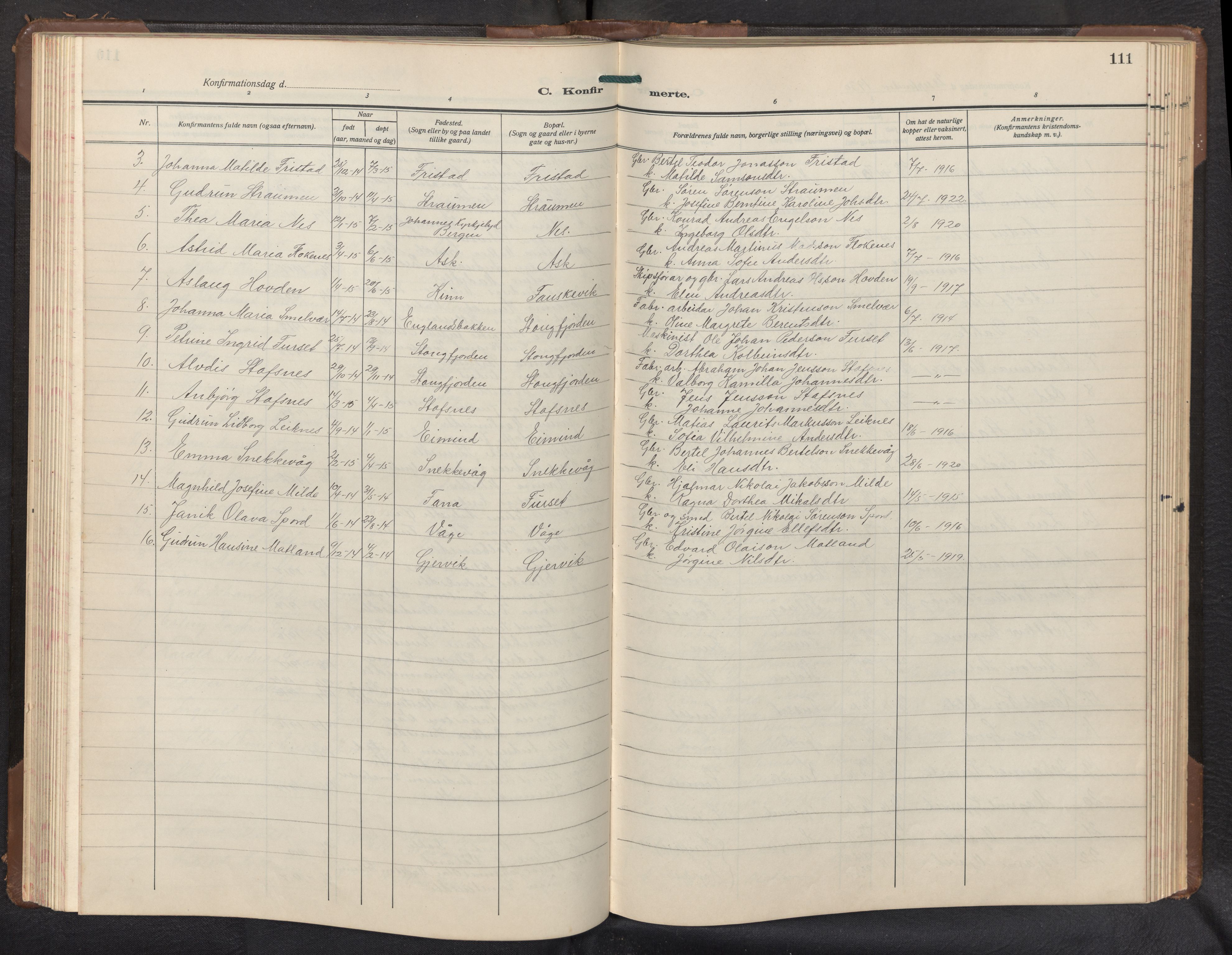 Askvoll sokneprestembete, AV/SAB-A-79501/H/Hab/Haba/L0005: Parish register (copy) no. A 5, 1929-1954, p. 110b-111a