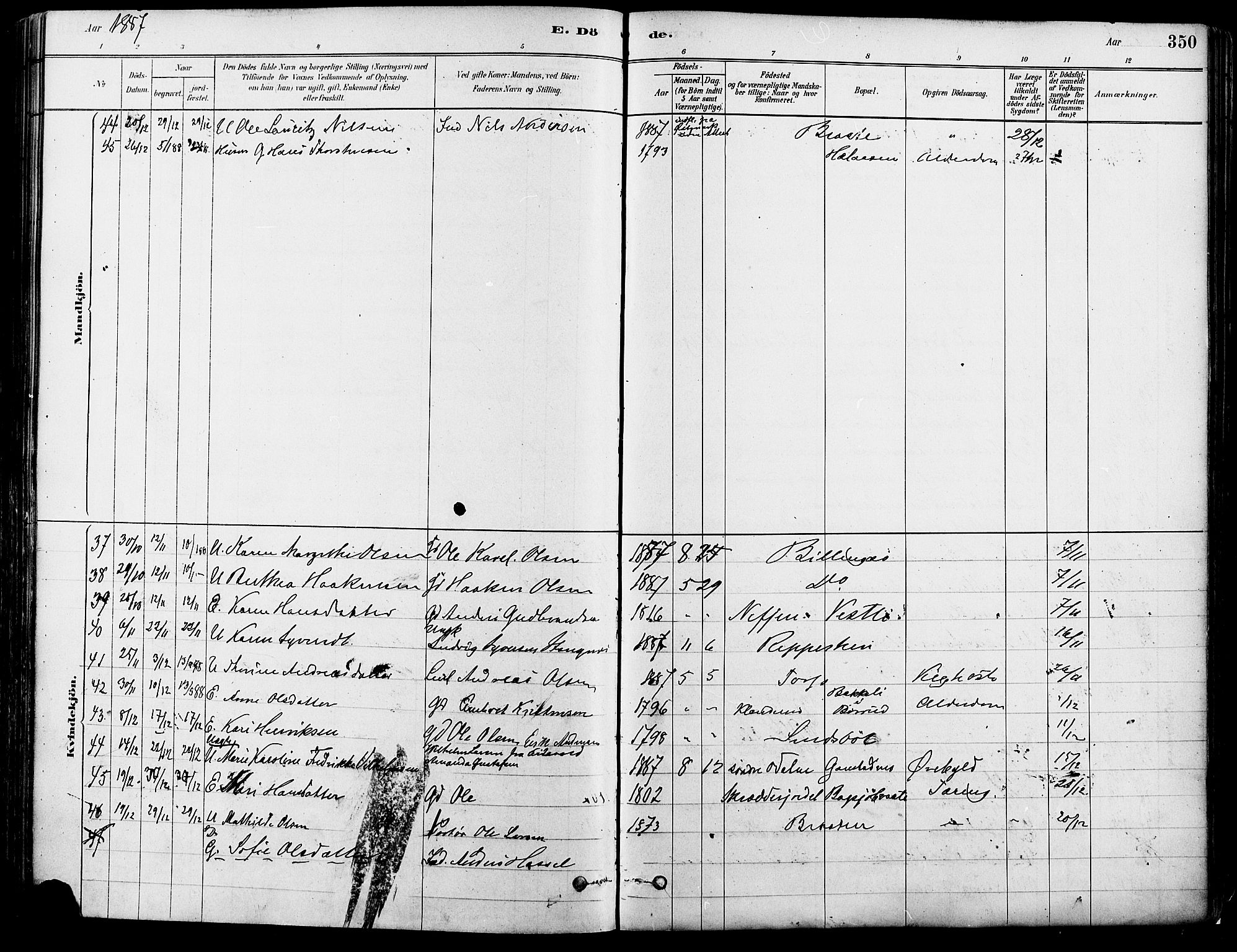 Eidskog prestekontor, SAH/PREST-026/H/Ha/Haa/L0003: Parish register (official) no. 3, 1879-1892, p. 350