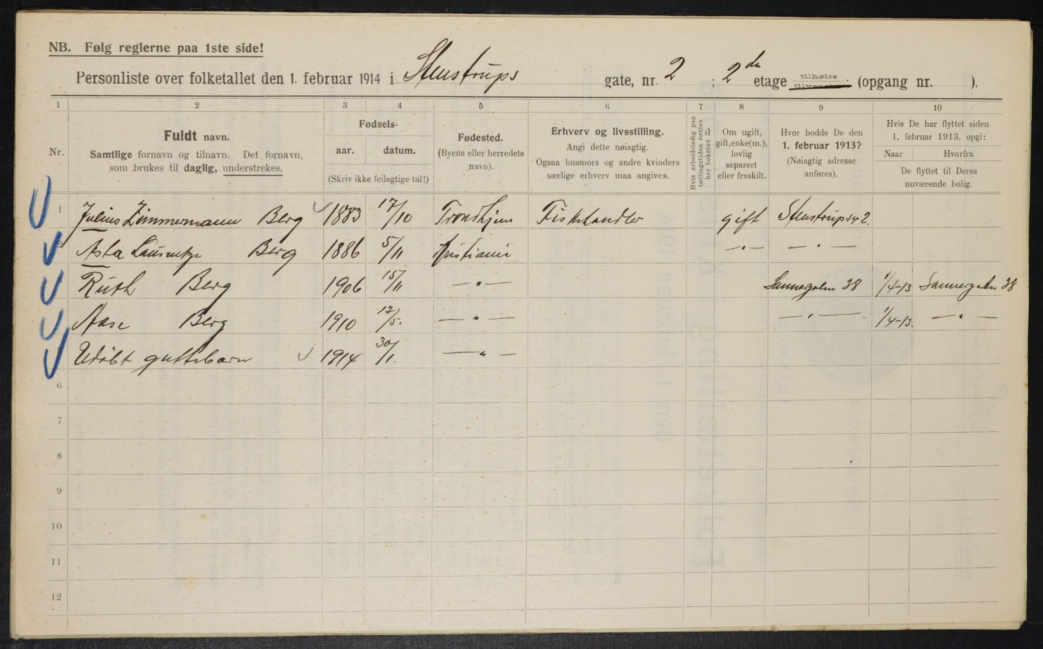 OBA, Municipal Census 1914 for Kristiania, 1914, p. 100820